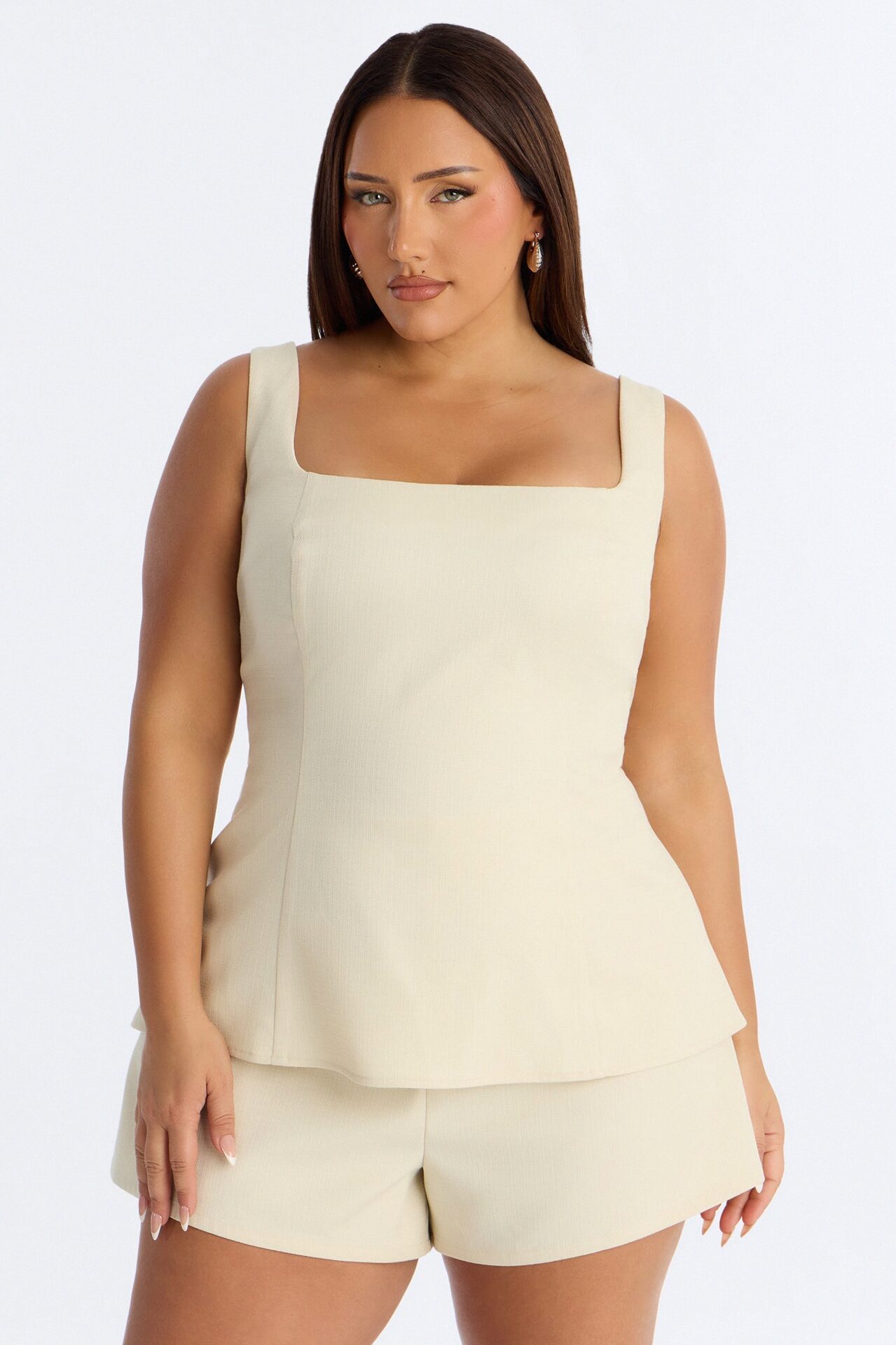 Isla Linen Sleeveless Romper - Natural