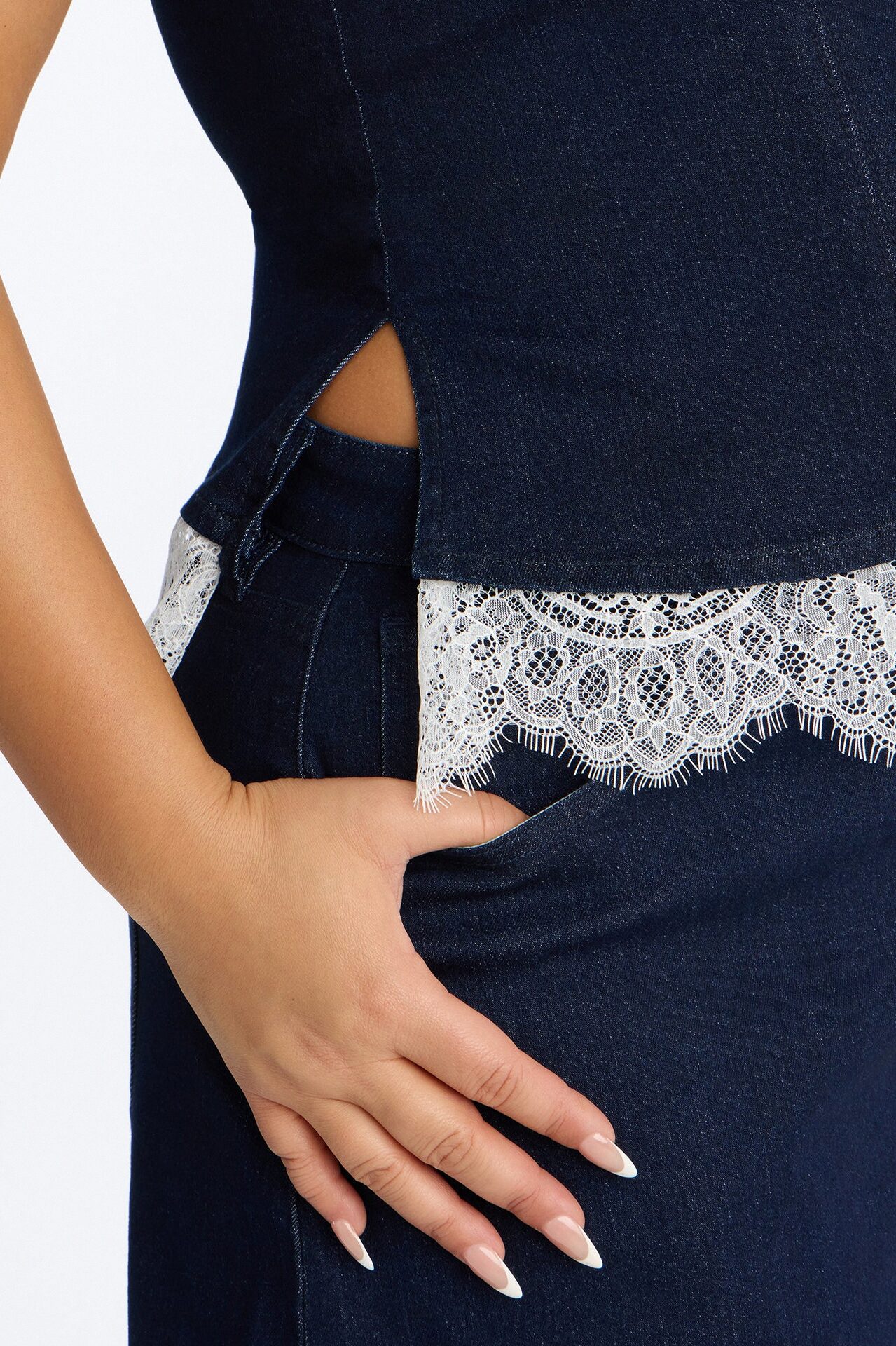 Dahlia Strapless Denim Barrel Pant Set - Dark Wash