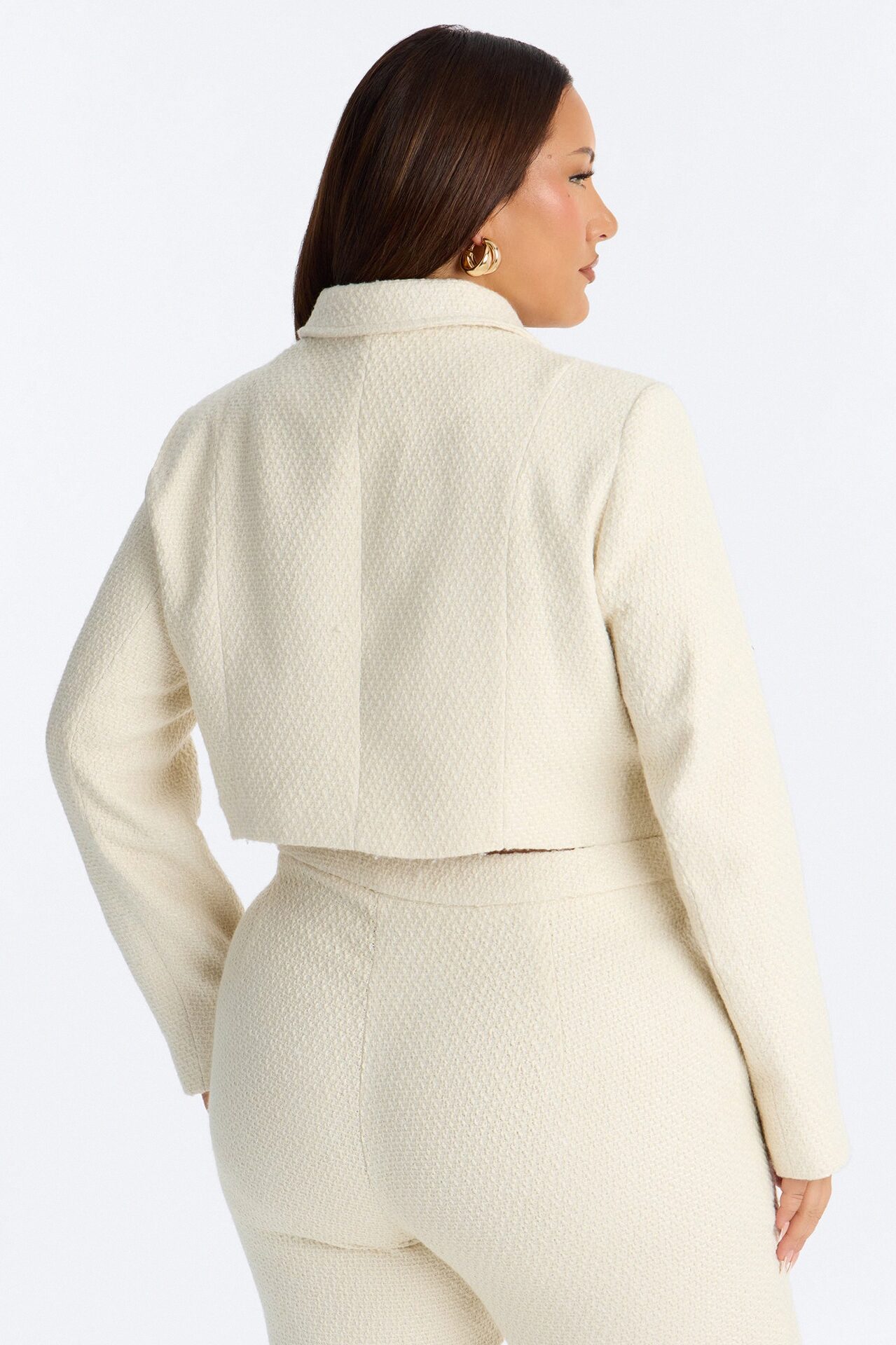 Mary Jane Cropped Tweed Coat - Ivory