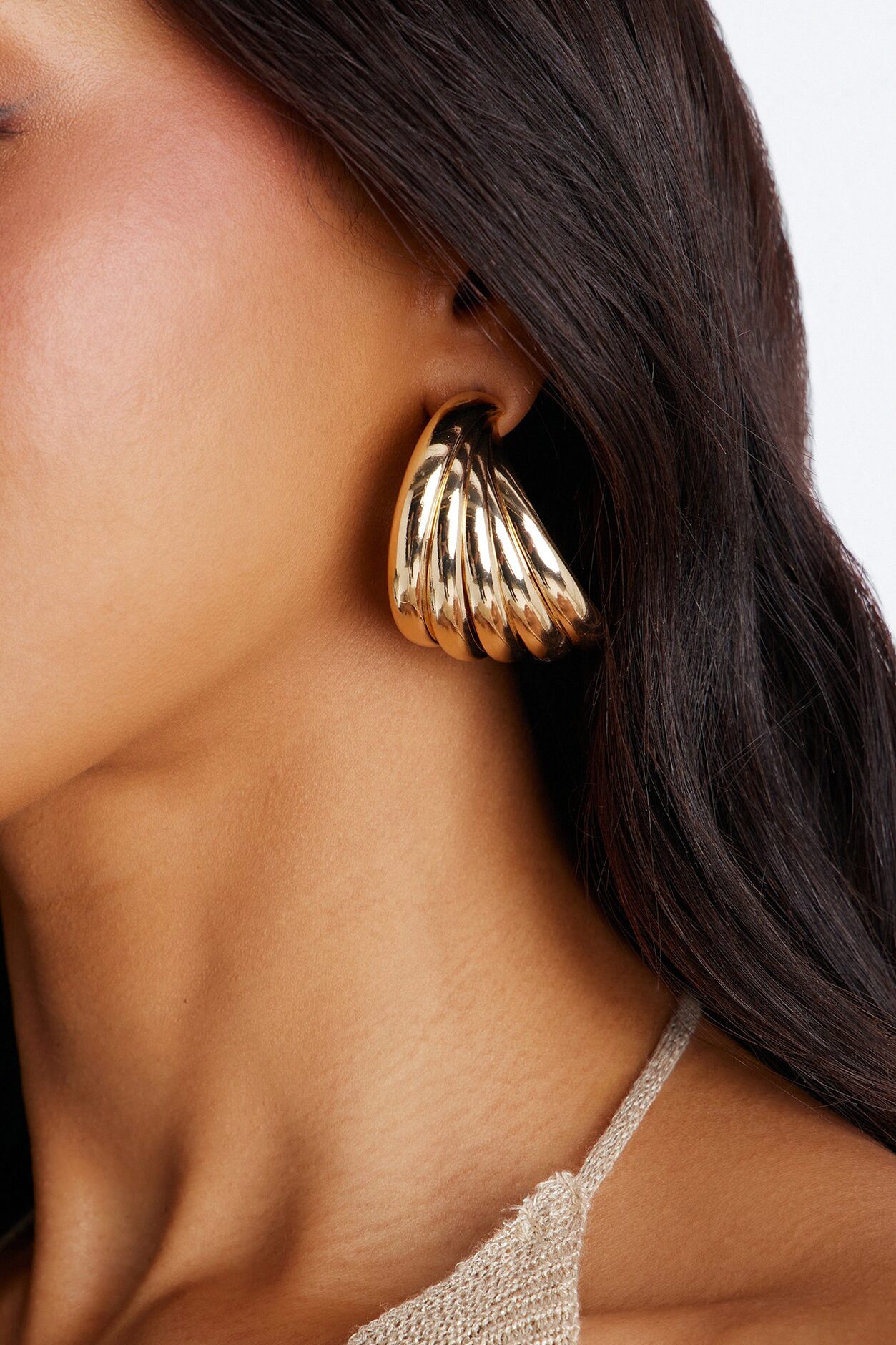 Stacked Halo Hoop Earrings - Gold