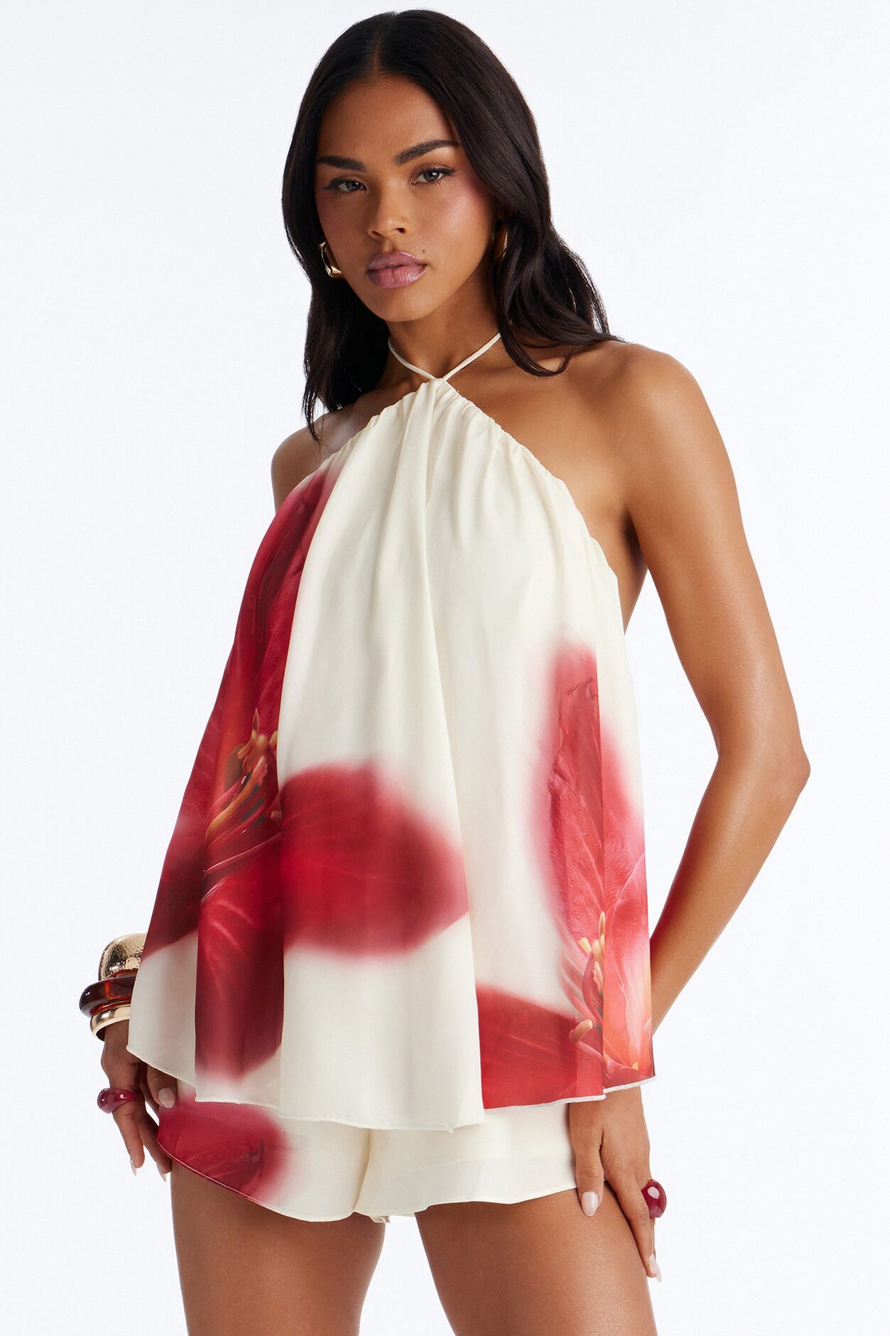 Floral Fling Chiffon Romper - Yellow