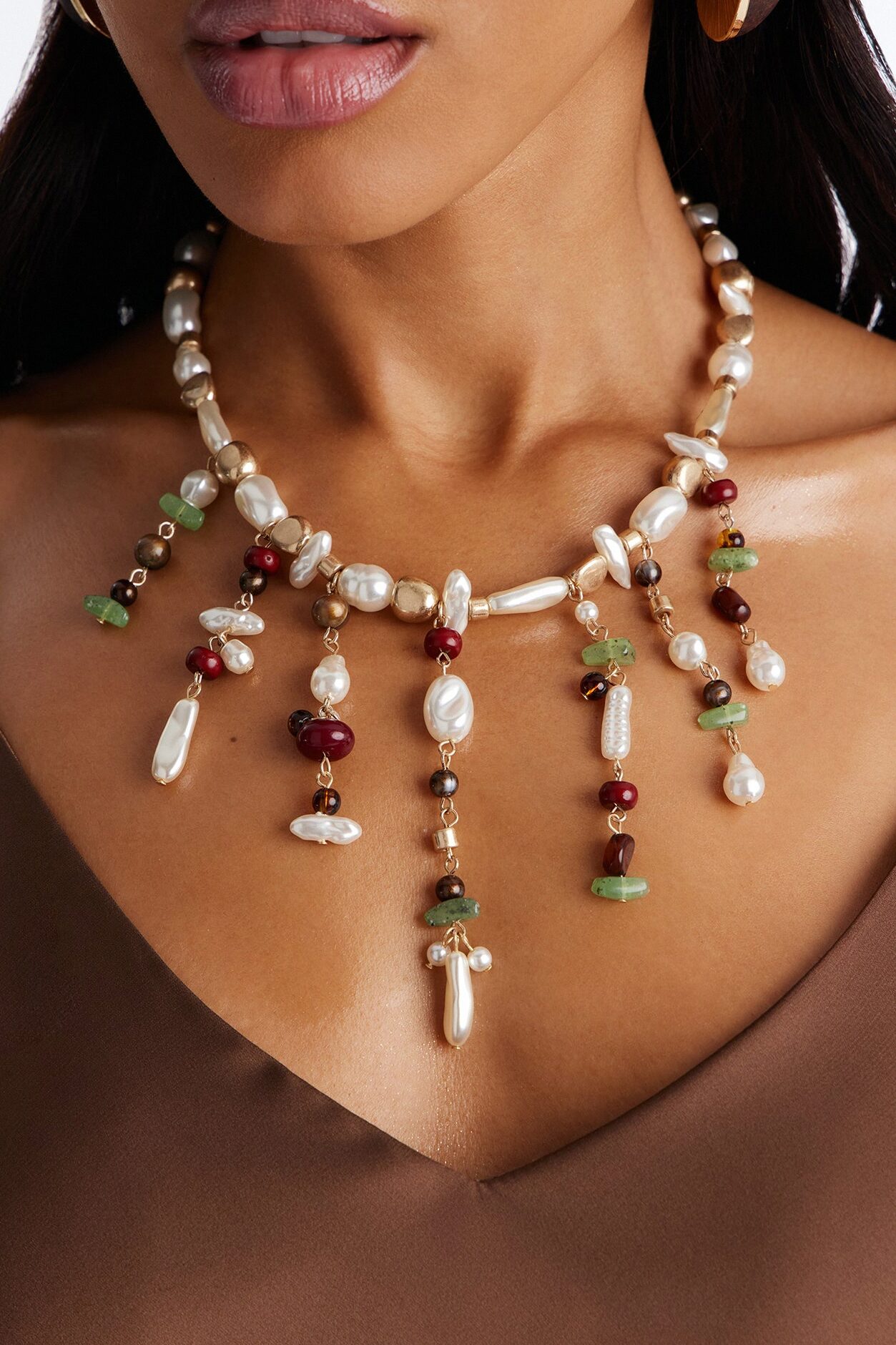 Kimberly Beaded Necklace - White/combo