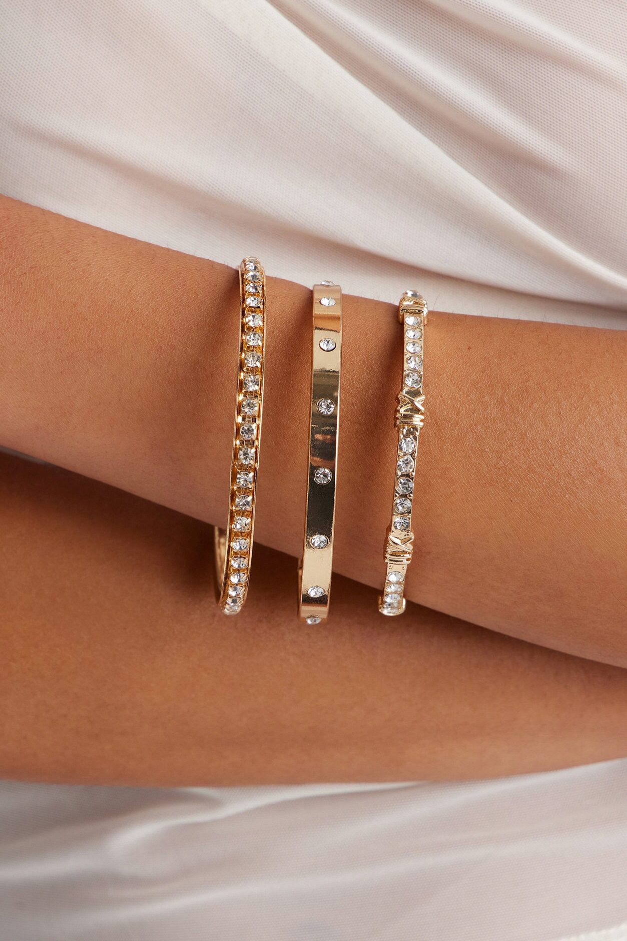 Simple Desire 3 Piece Bracelet Set - Gold