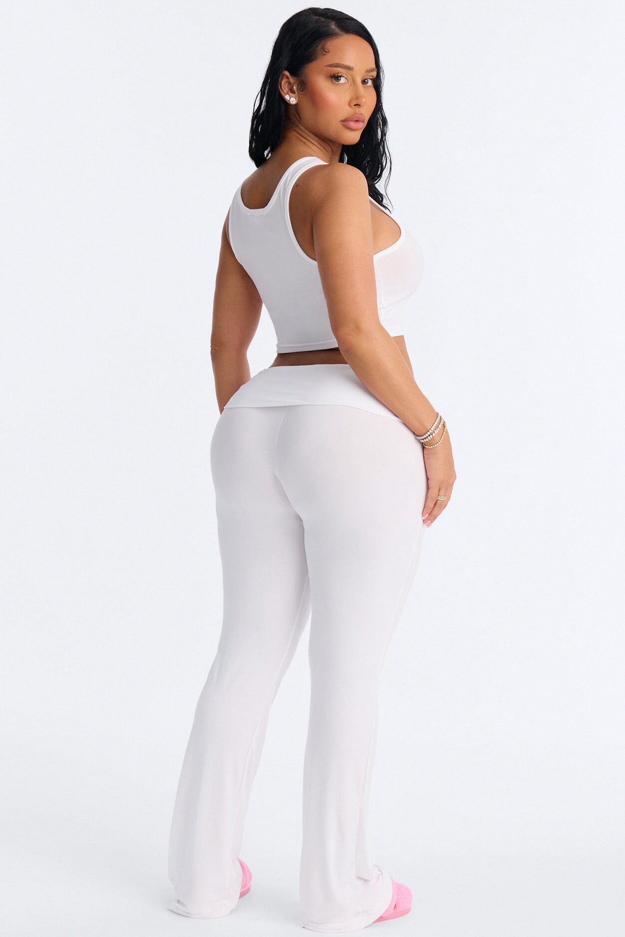 Put A Ring On It Tank & Foldover Pant PJ Set - White/Pink