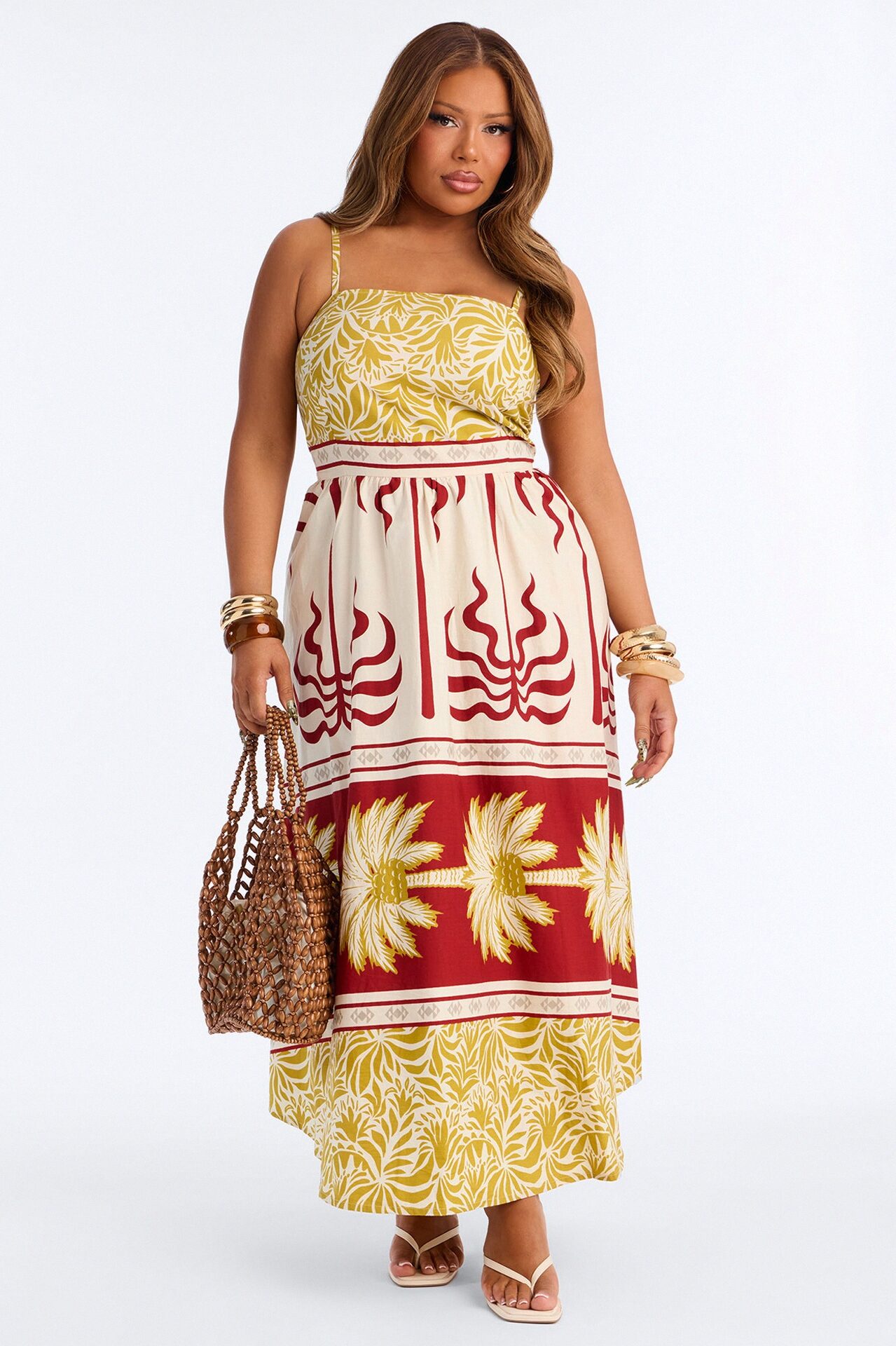 Marlie Printed Poplin Maxi Dress - Red/combo