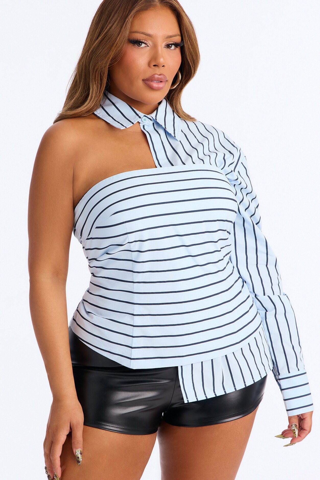Martini Hour Striped 2 Piece Poplin Shirt - Blue/combo