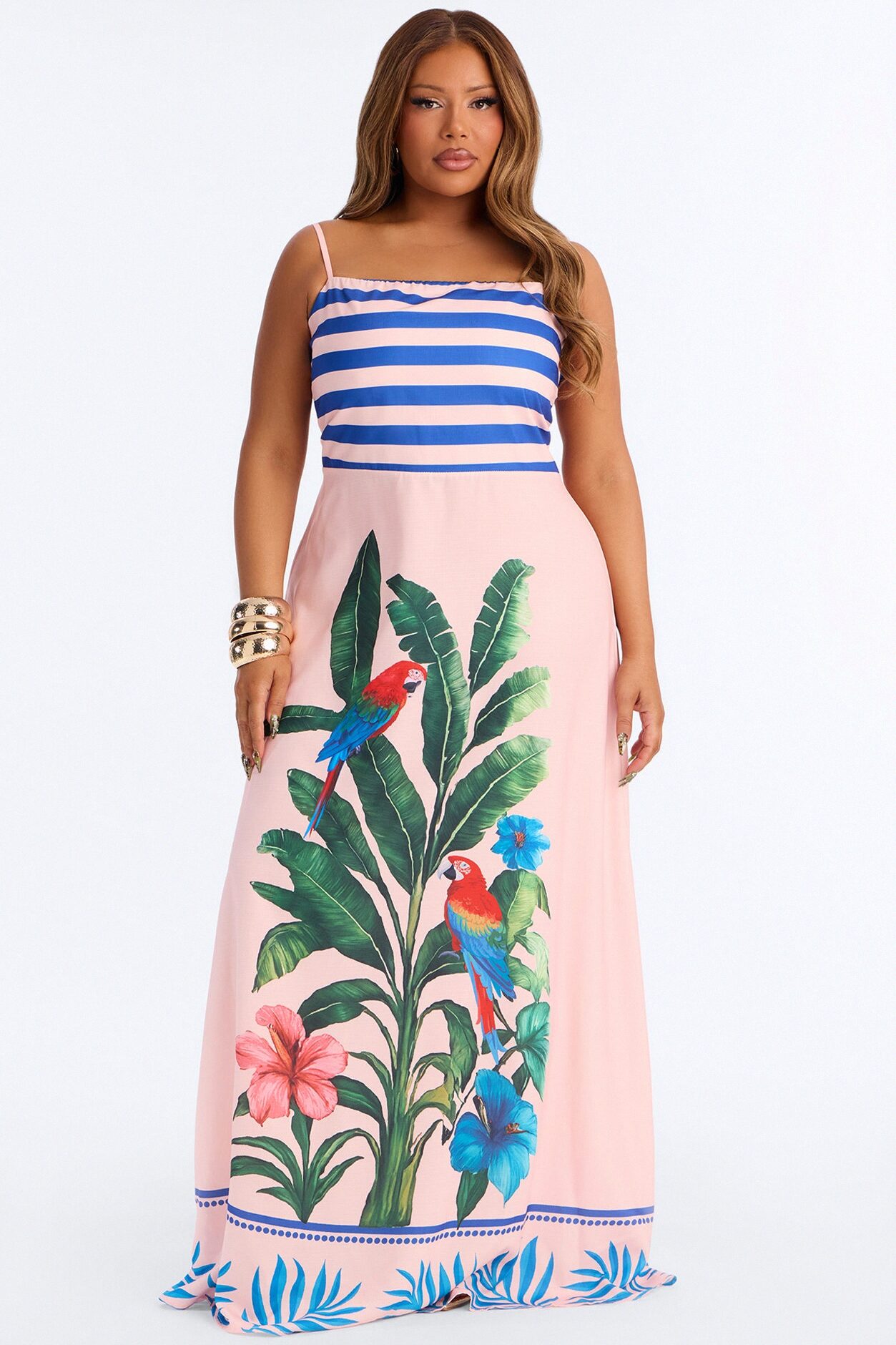 Arabella Flowy Maxi Dress - Pink/combo
