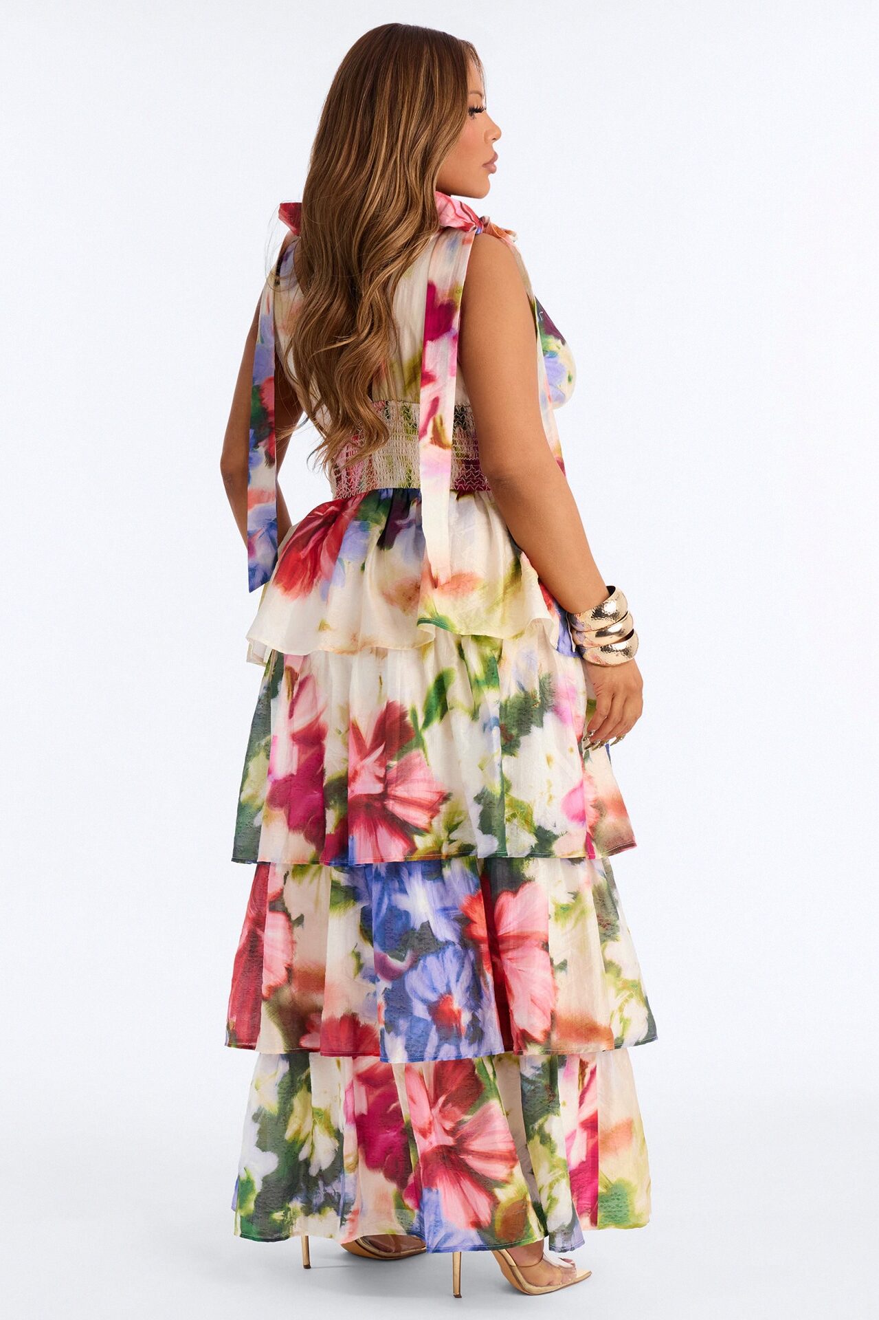 Fade Into You Tiered Maxi Dress - White/combo