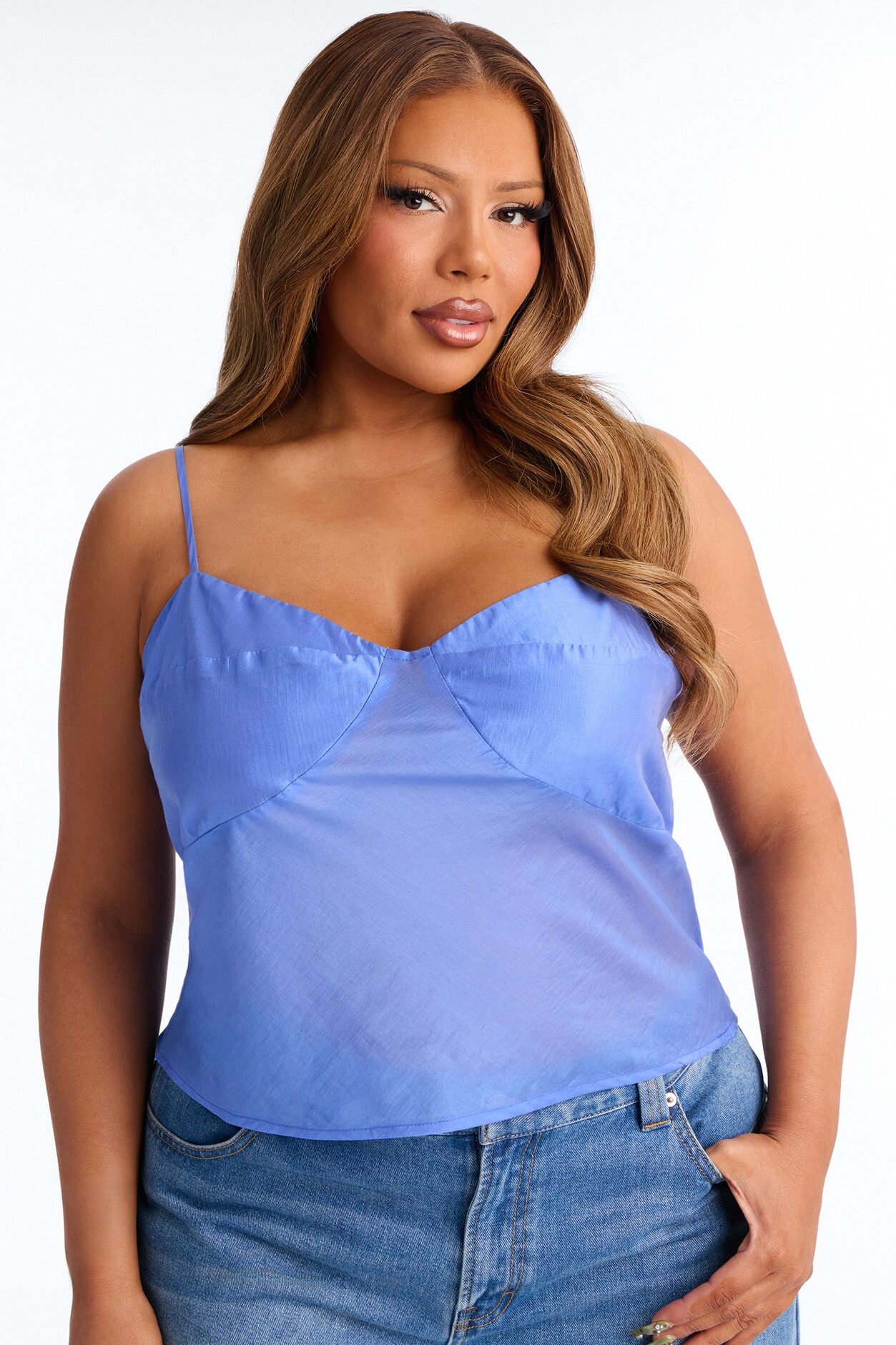 Cutie On the Loose Organza Cami Top - Periwinkle