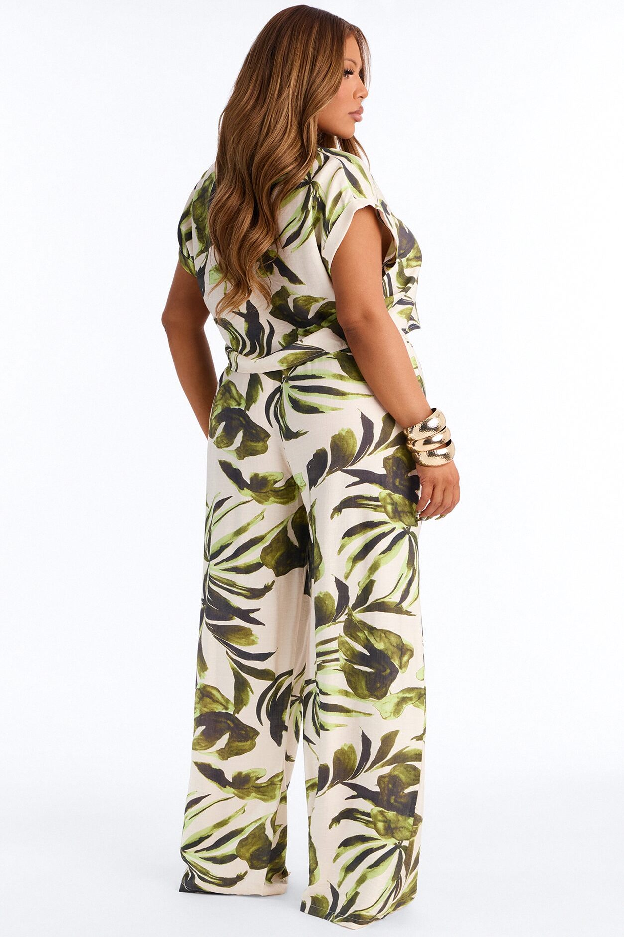 Oceanside Stunner Linen Pant Set - Green/combo