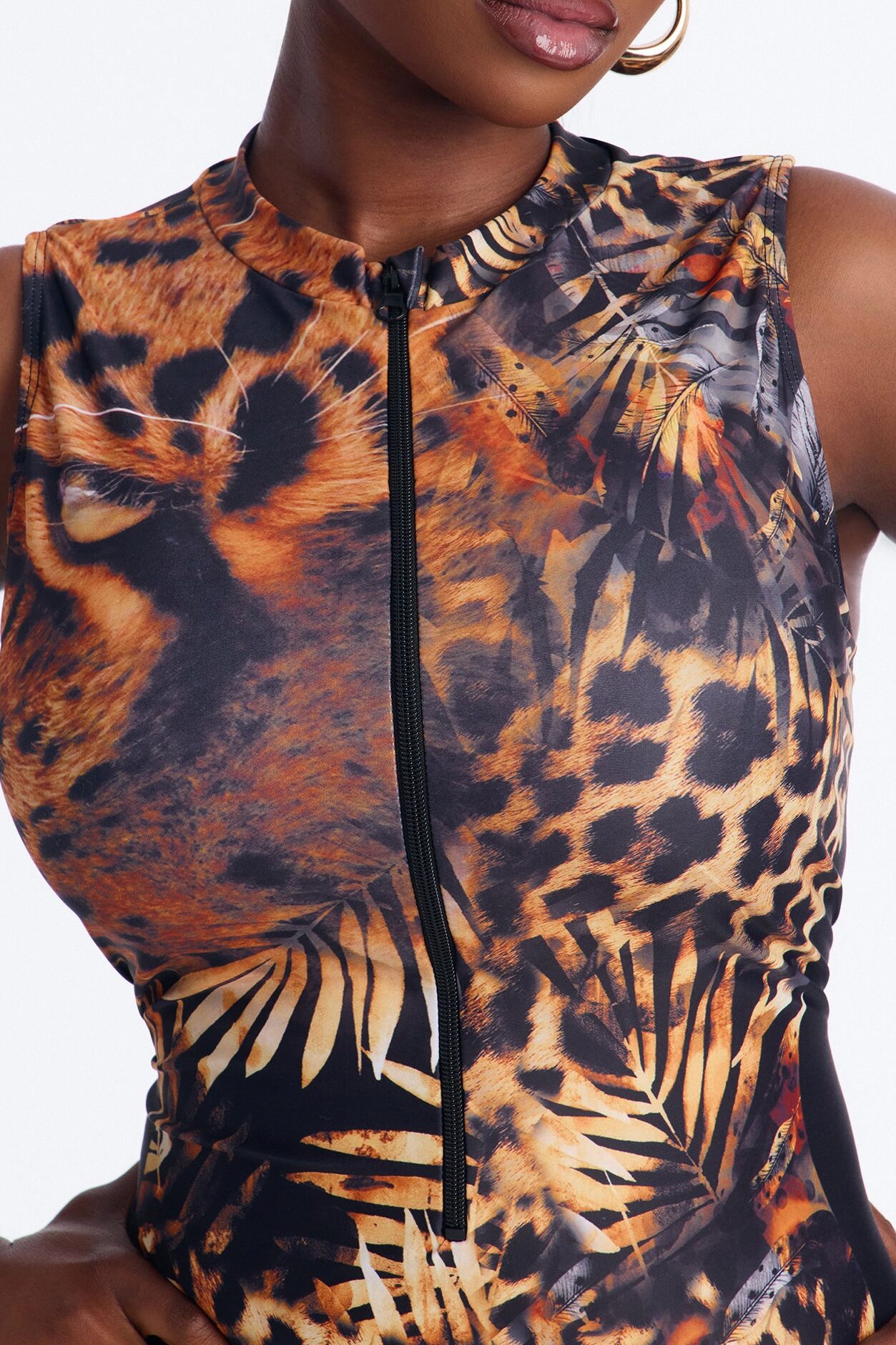 Lilia Leopard 1 Piece Zip Up Swimsuit - Leopard