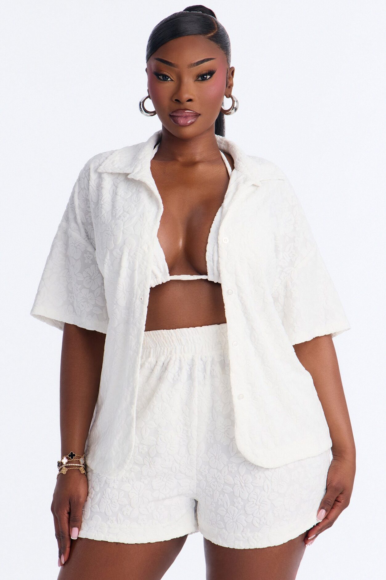 Your One And Only Bikini And Coverup Short Set - White