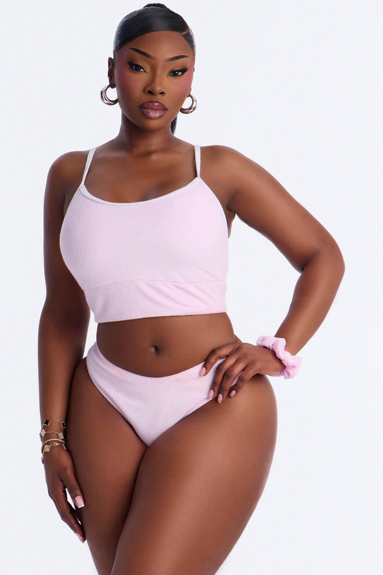 The Way I See It Bikini And Coverup Short Set - Pink