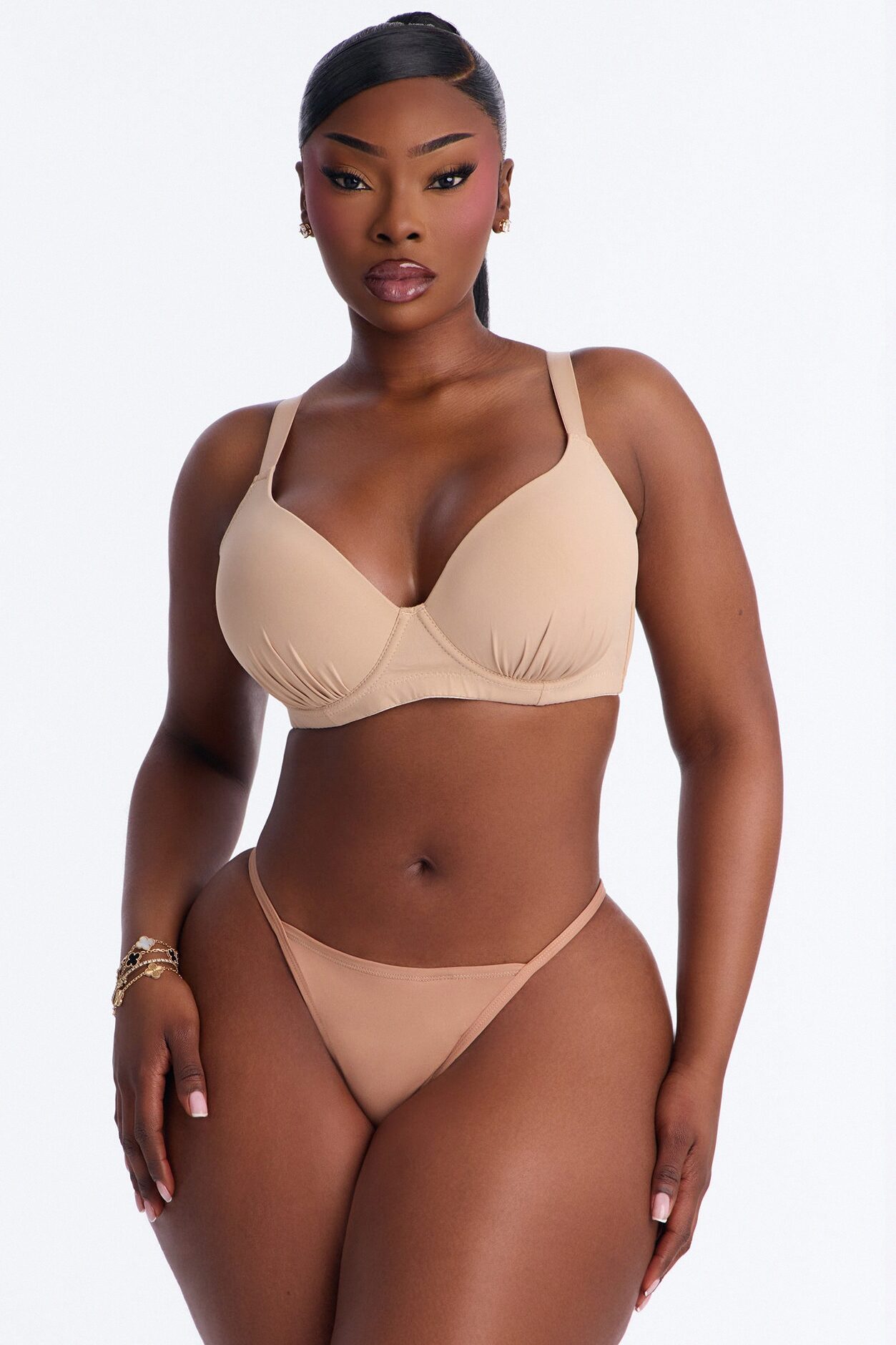 Lightly Padded Full Coverage Underwire With Shirring - Nude