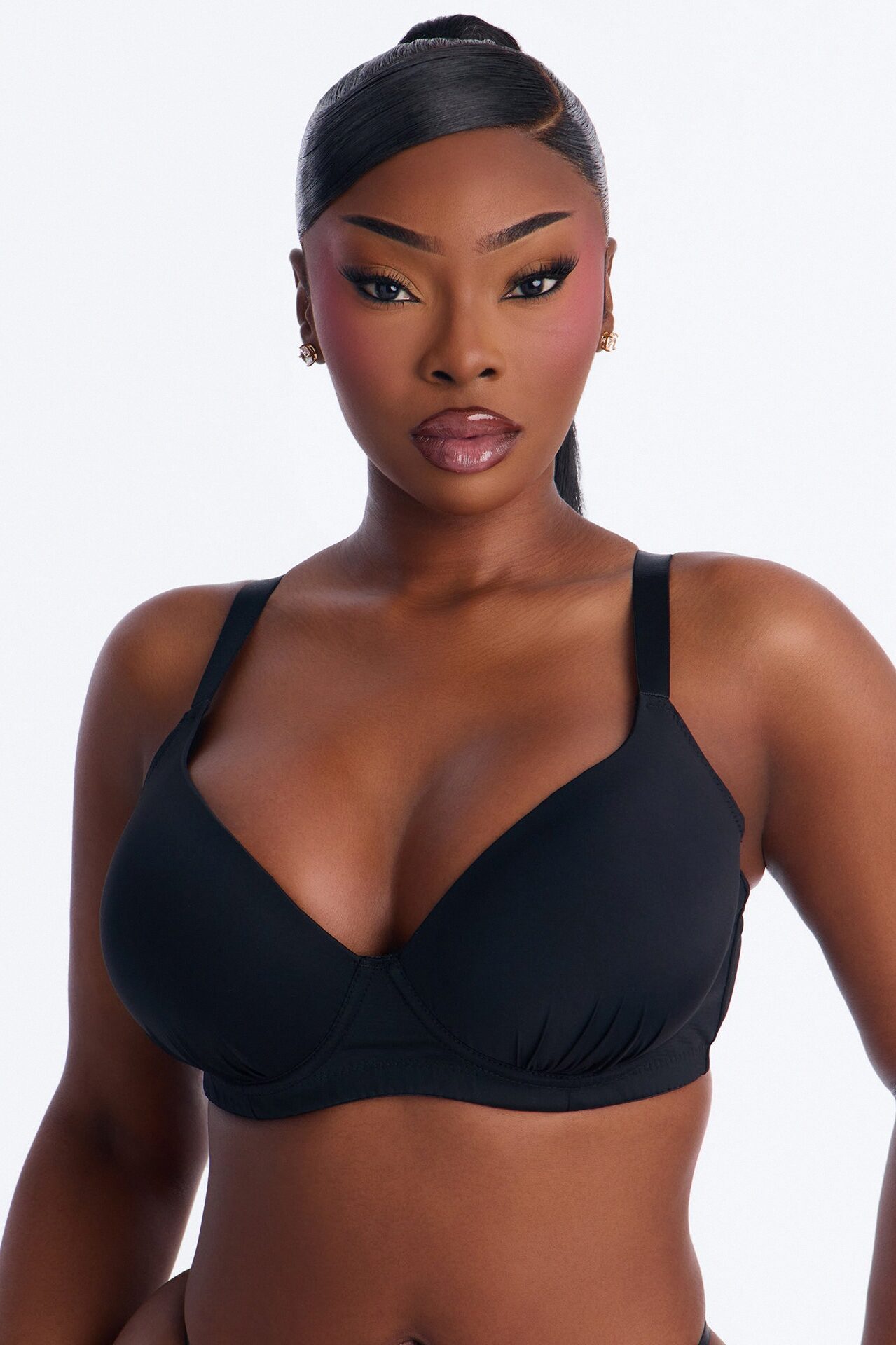 Lightly Padded Full Coverage Underwire With Shirring - Black