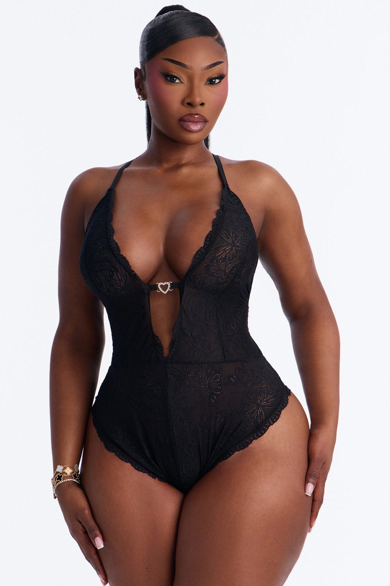 Becca Lace Racer Back Teddy - Black