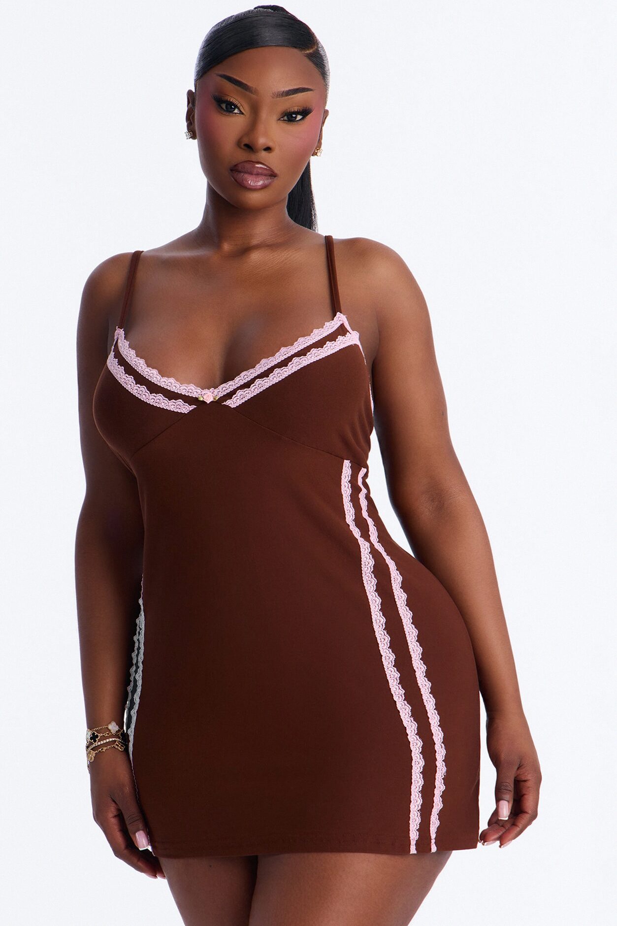 Keep Me Warm PJ Sleep Dress - Brown/combo