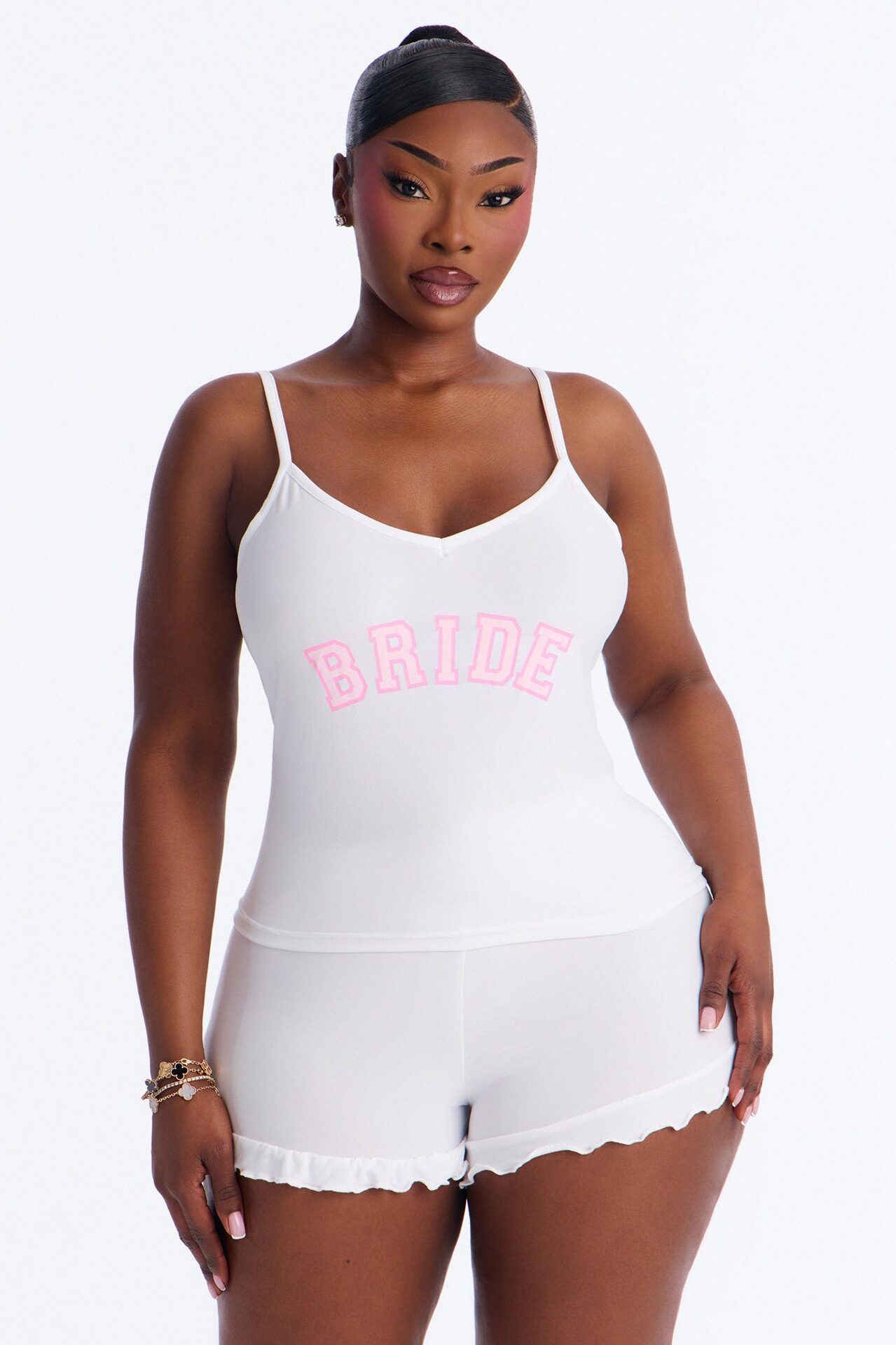 Make Way For The Bride 2pc PJ Short Set - White