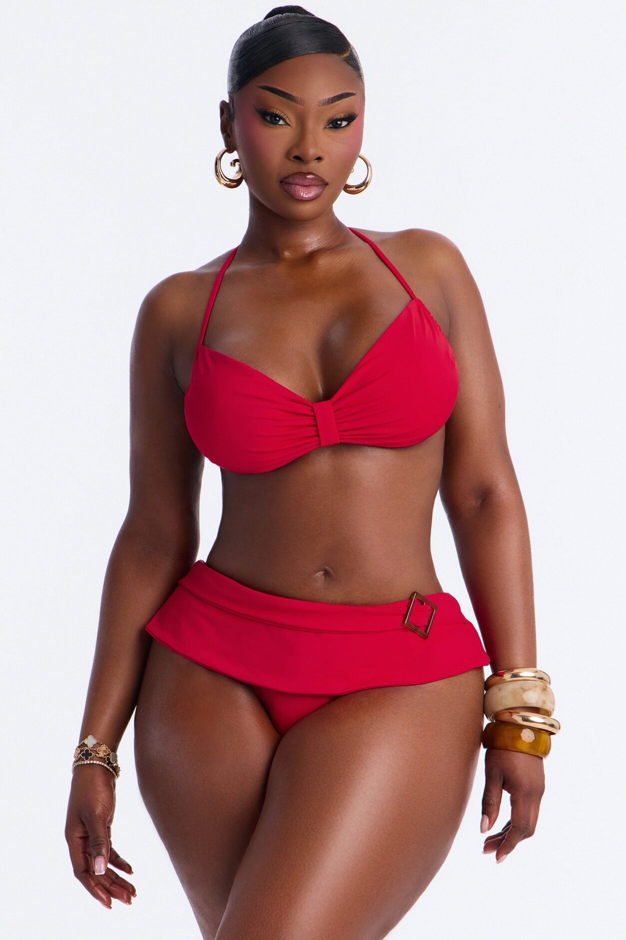 Beach Bum 2 Piece Bralette Bikini Set - DarkRed