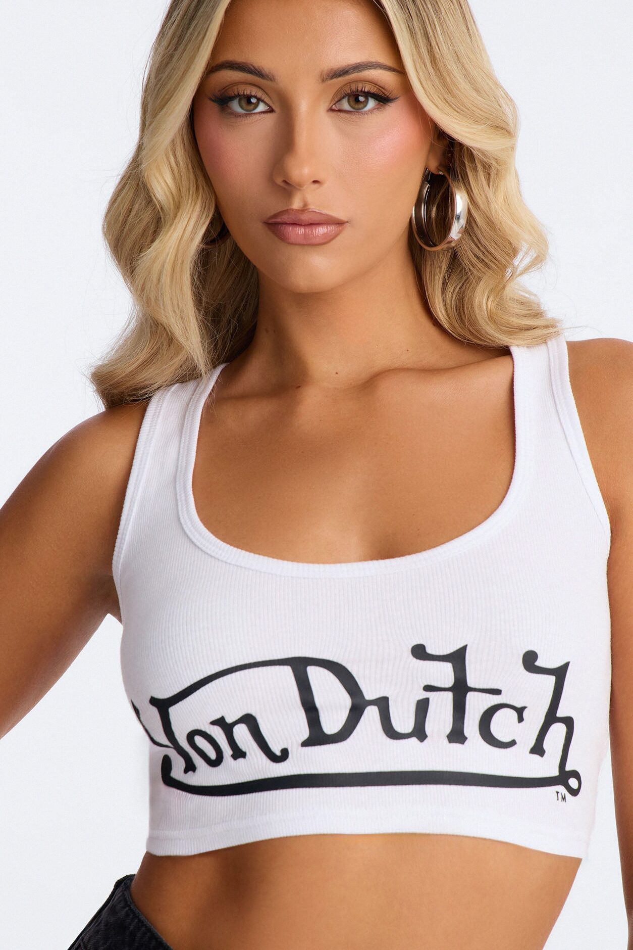 Von Dutch Fitted Crop Tank - White
