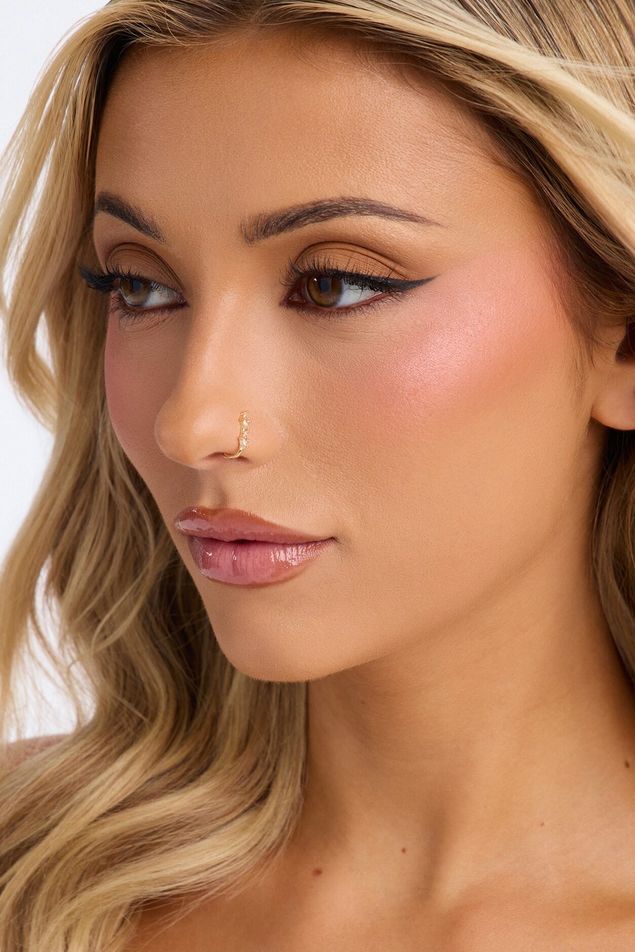Double It Faux Nose Ring - Gold