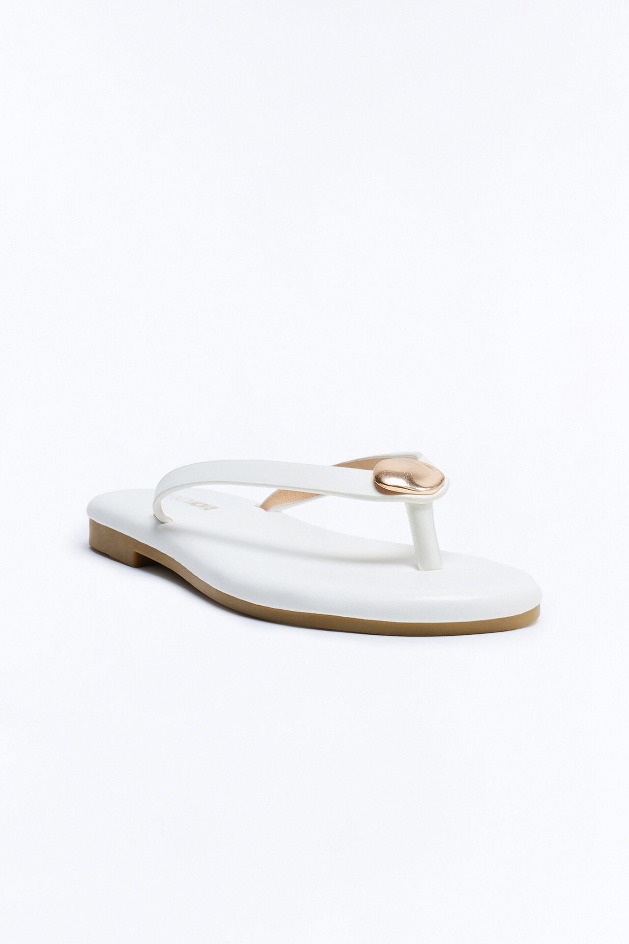 Kellen Hardware Flip Flops - White