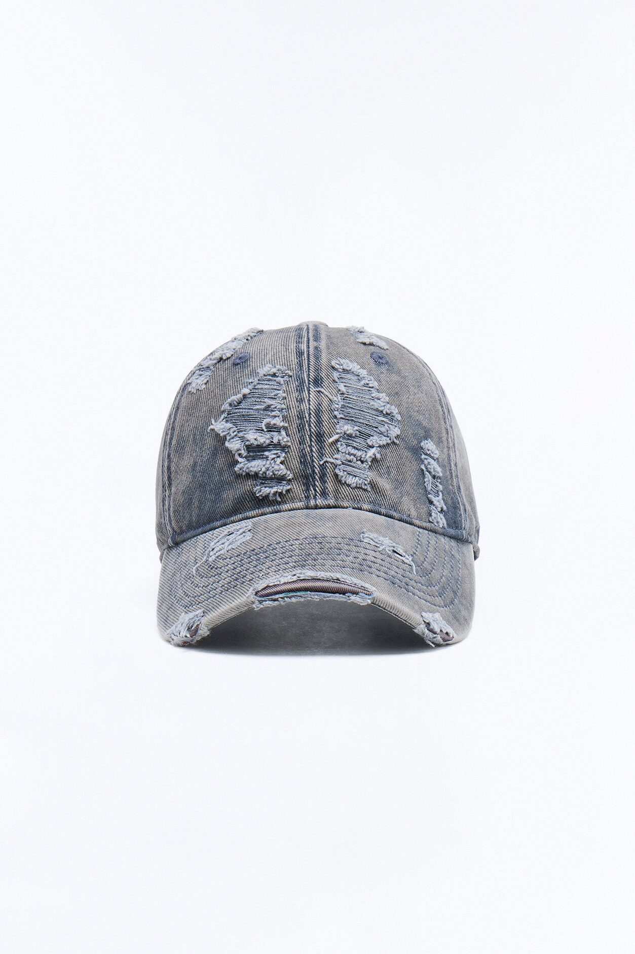 Distressed Damaged Wash Snapback Hat - Grey