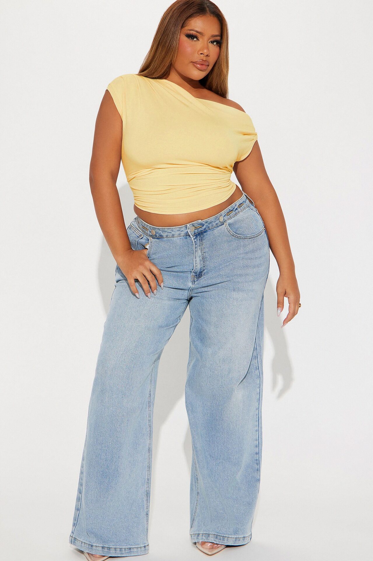 Vera One Shoulder Top - Butter Yellow