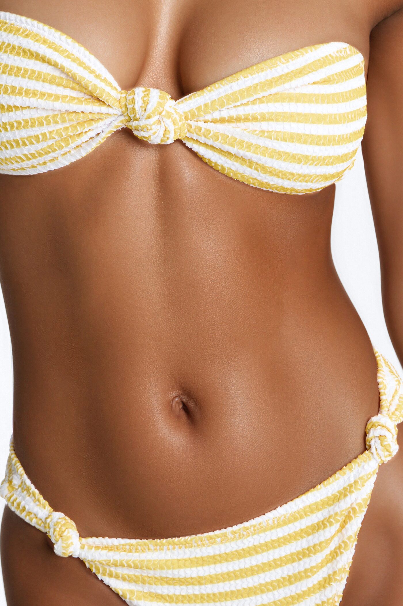 Bryanne Textured Stripe 2 Piece Strapless Bikini Set - Yellow