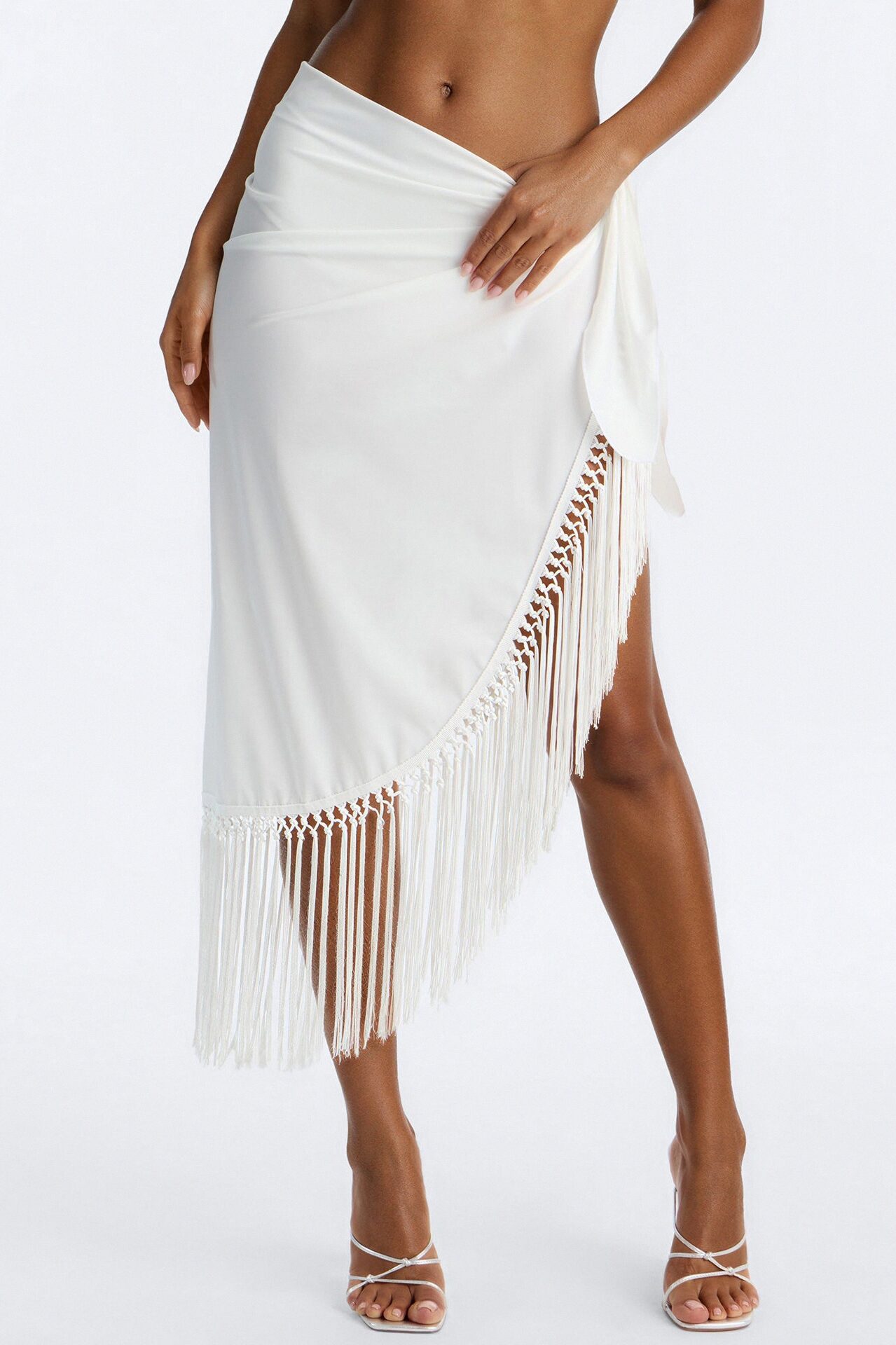 Irina Cover Up Fringe Sarong - White