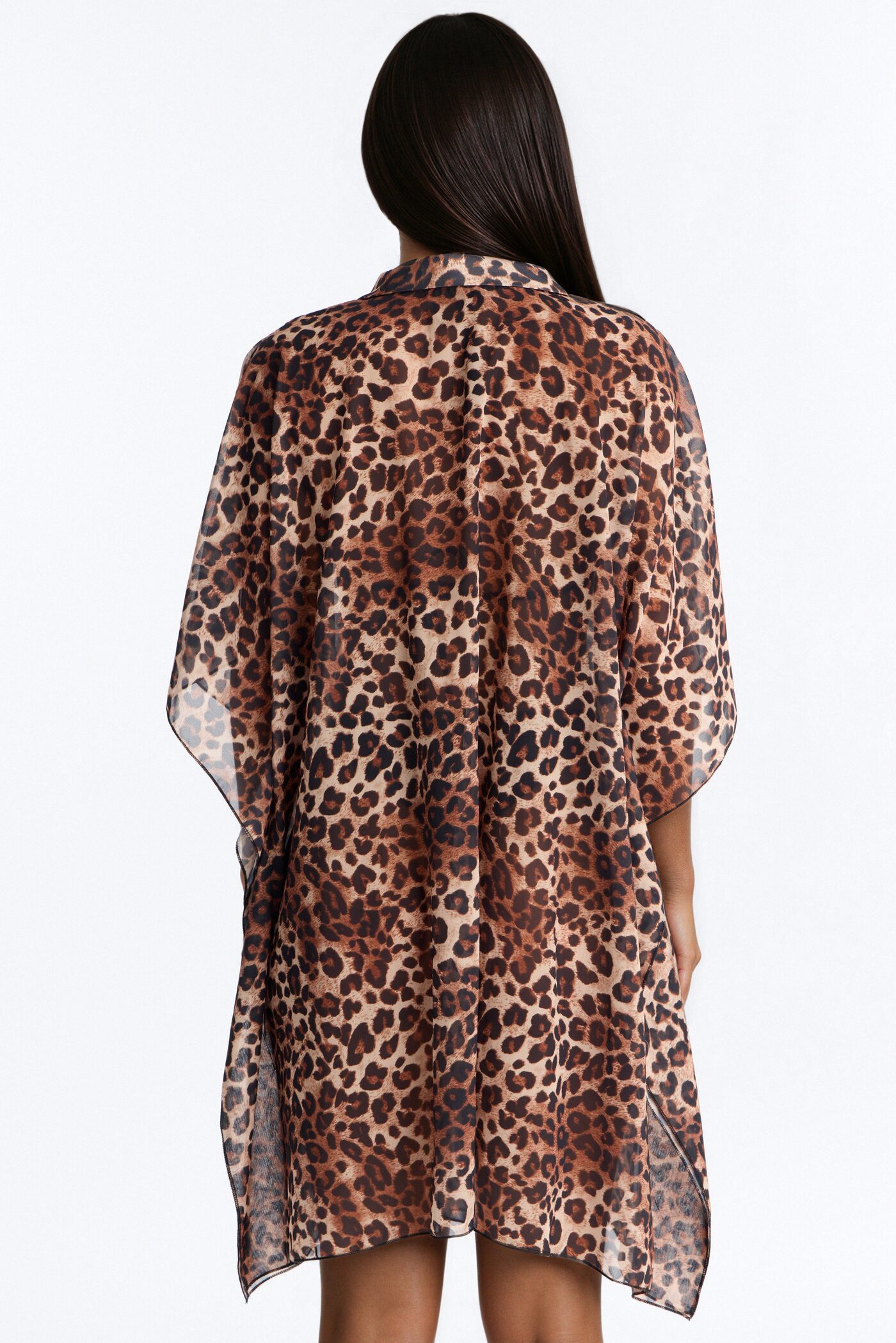 Drew Leopard Cover Up Collared Kimono - Leopard