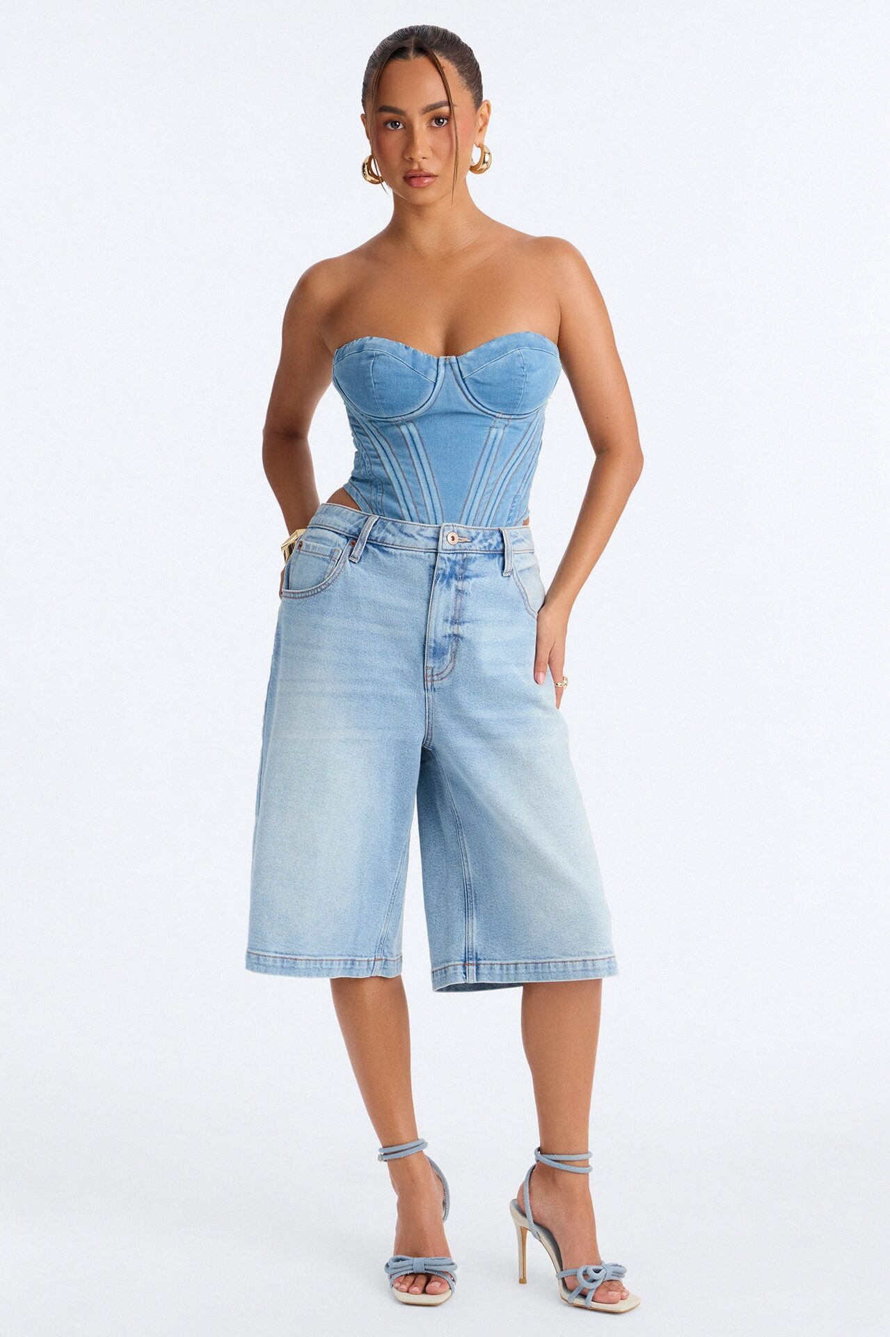 Get A Good Look Heeled Sandals - Denim