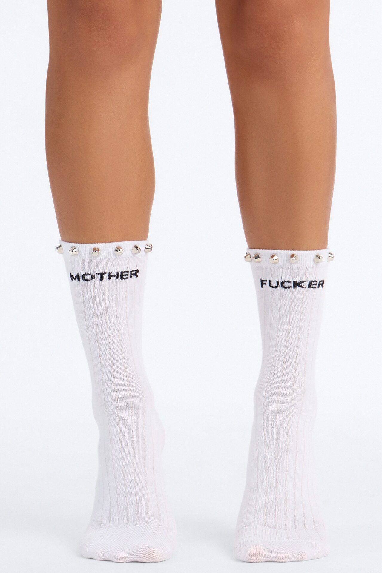 Mother Fucker Crew Socks - White/Black