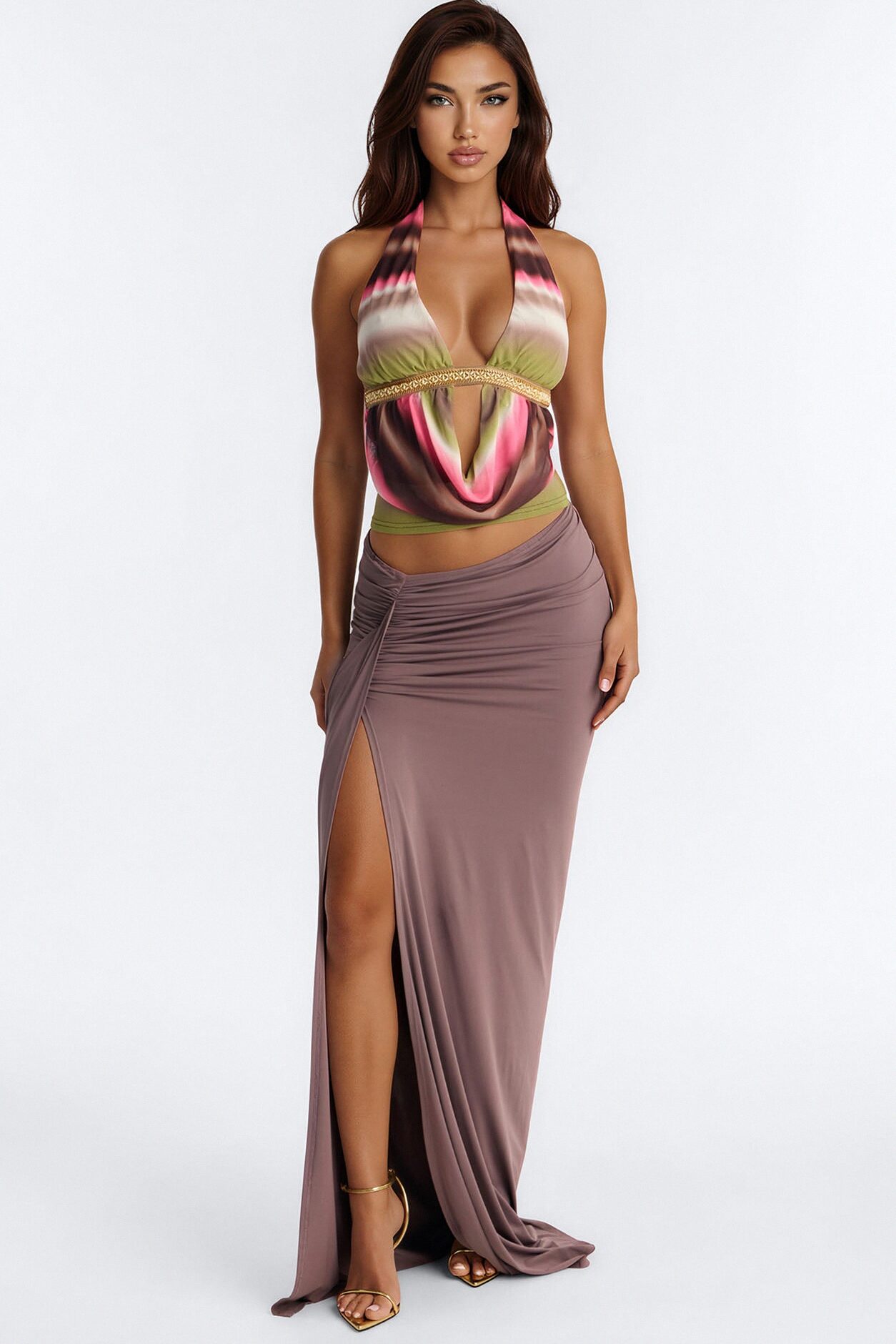 Remember Me Ombre Mesh Halter Top - Multi Color