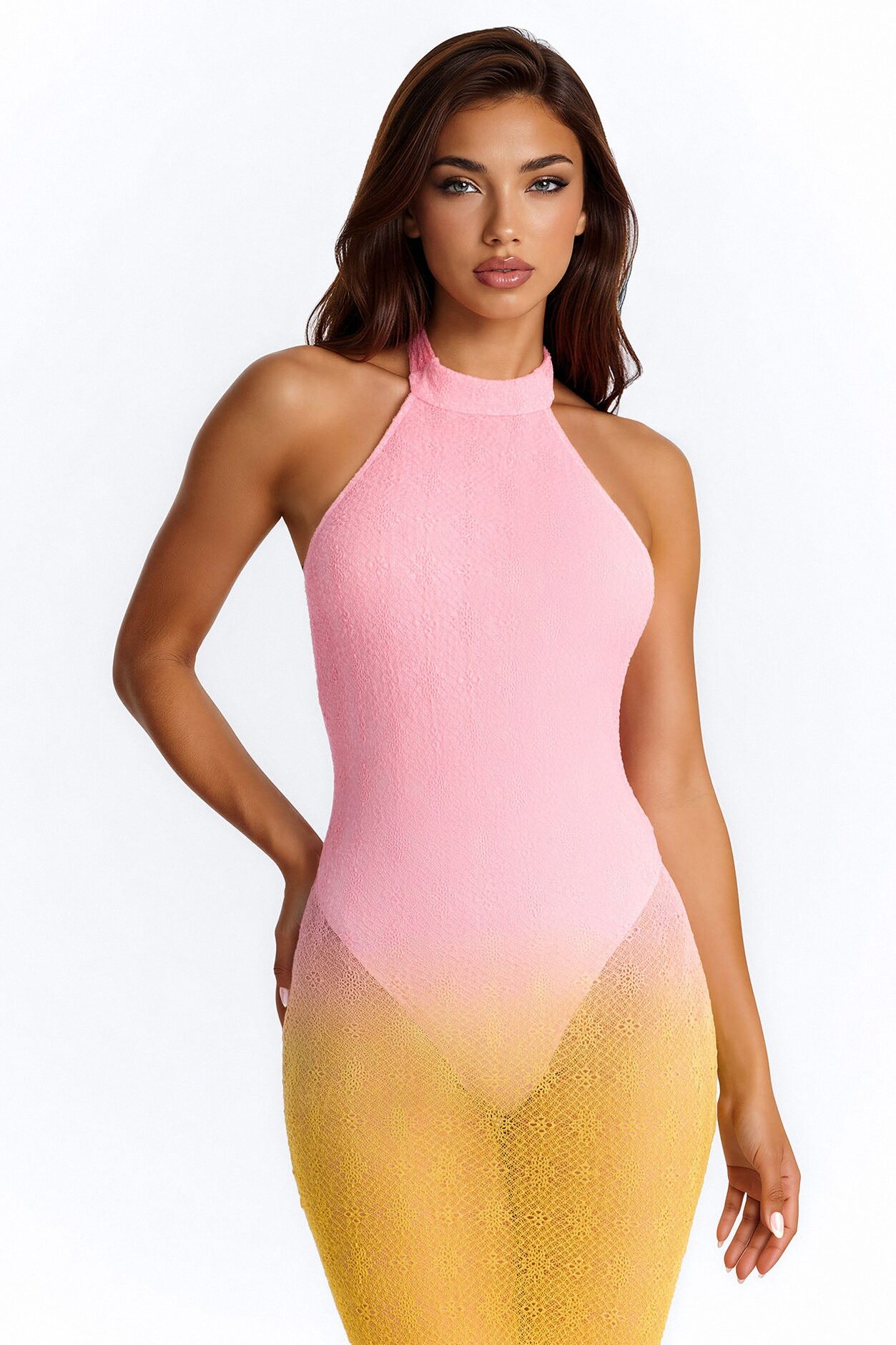 Summer Sunsets Ombre Crochet Maxi Dress - Pink/combo