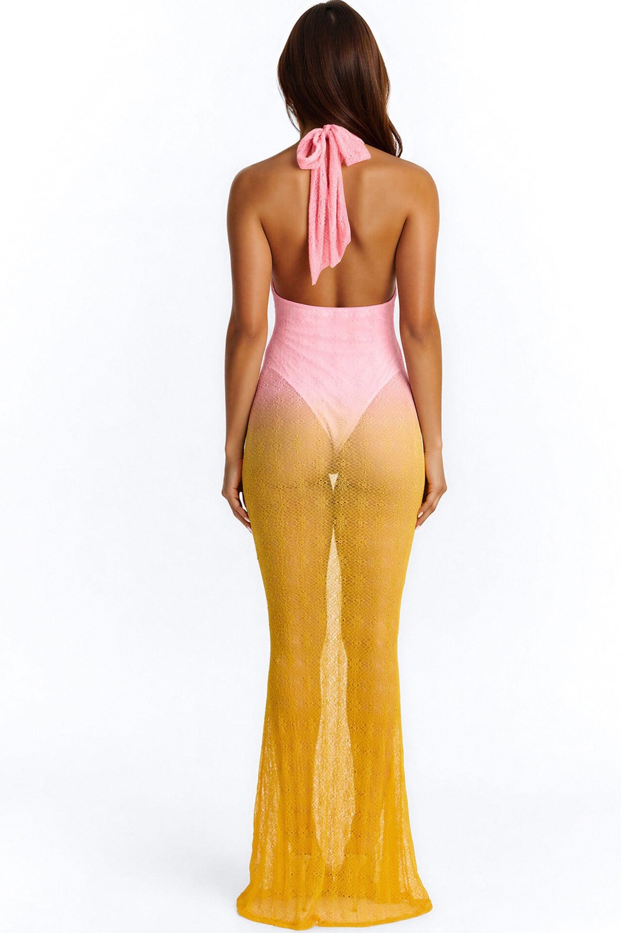 Summer Sunsets Ombre Crochet Maxi Dress - Pink/combo