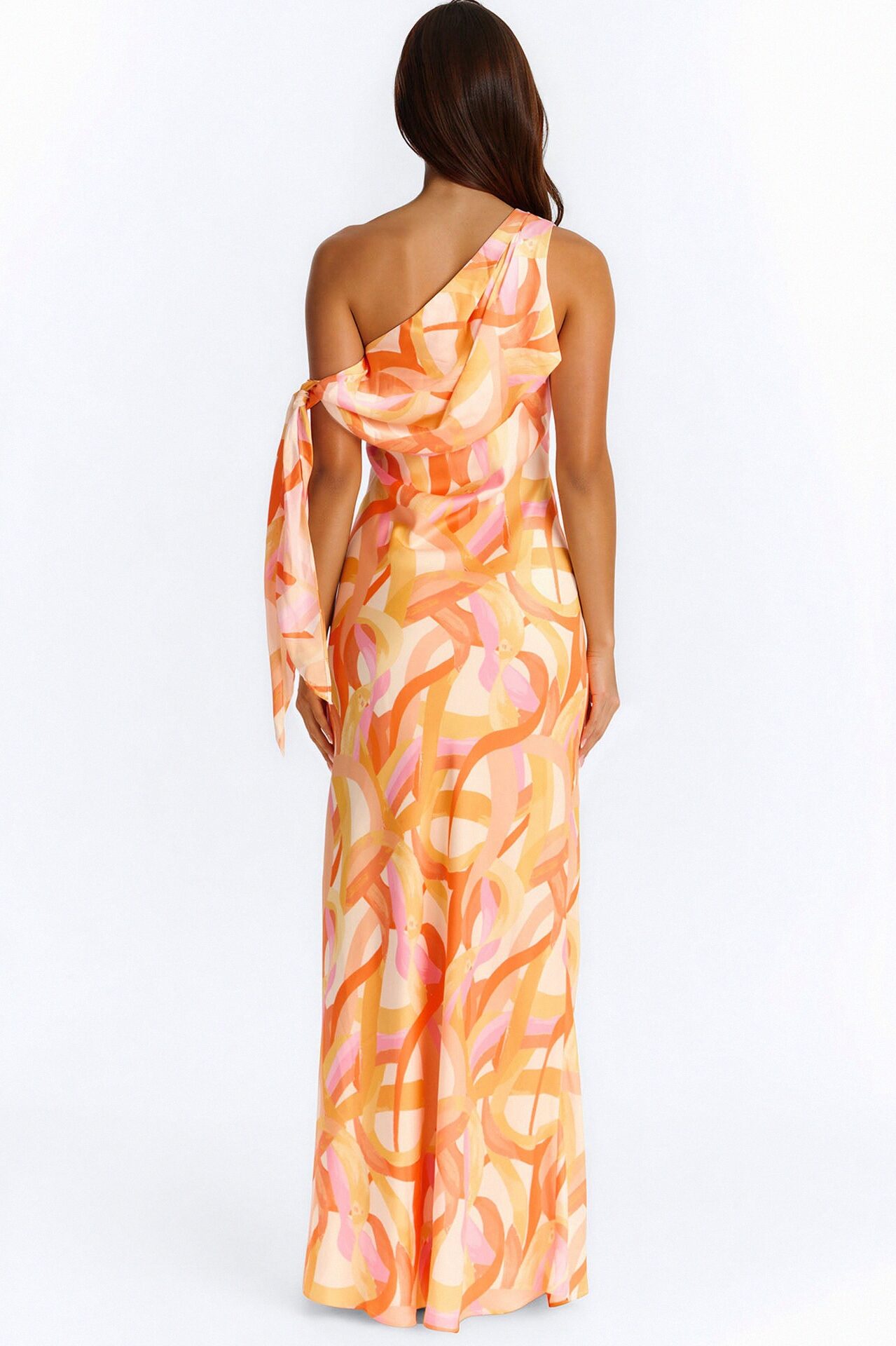 Golden Beauty Satin Maxi Dress - Orange