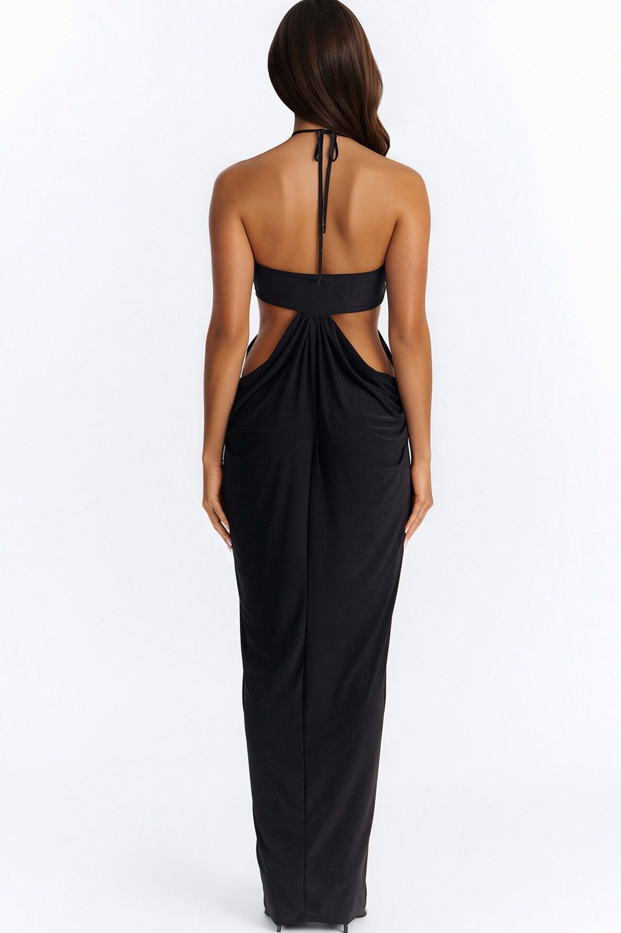 Talia Draped Maxi Dress - Black