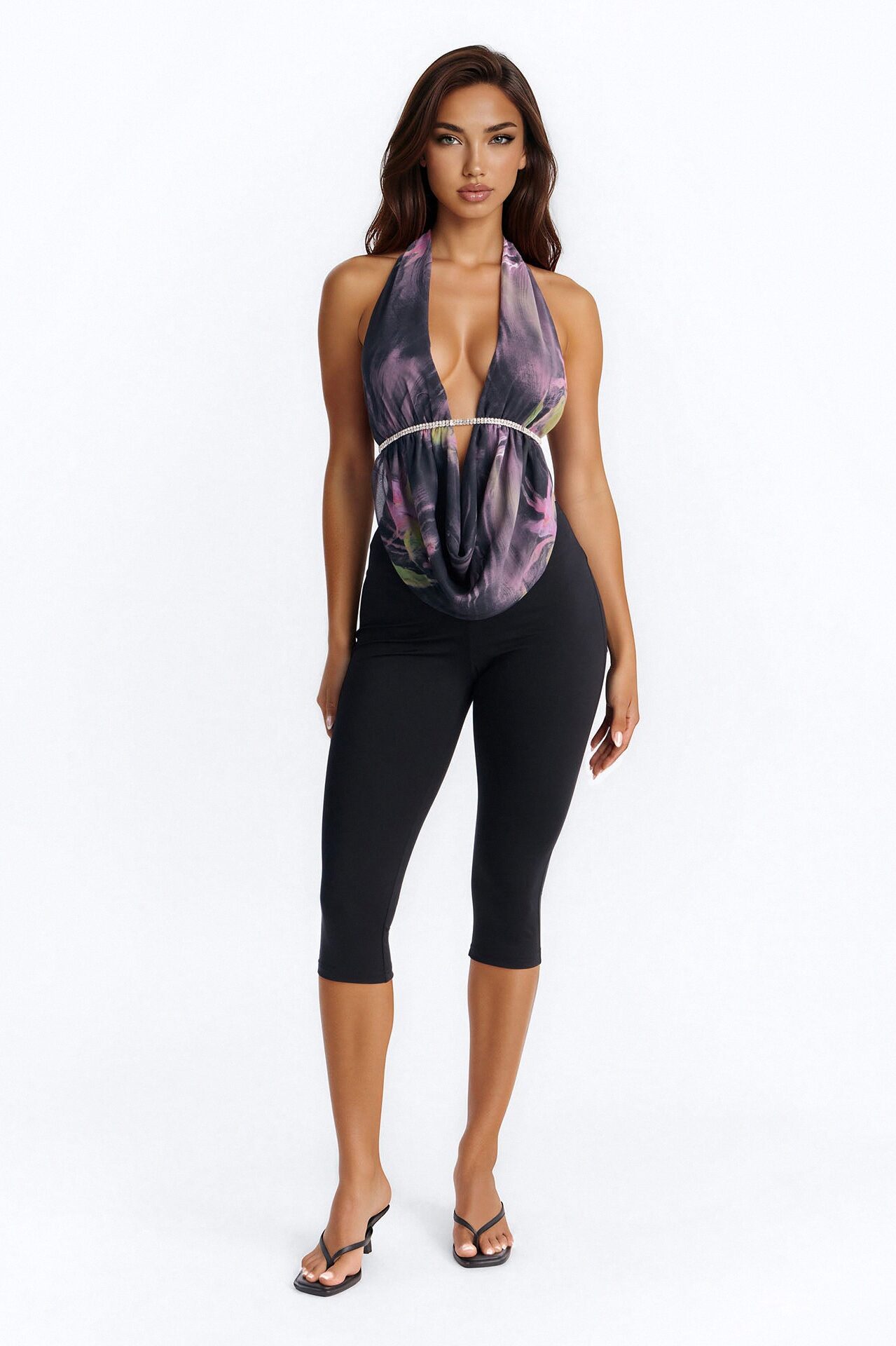 Evani Halter Capri Set - Black