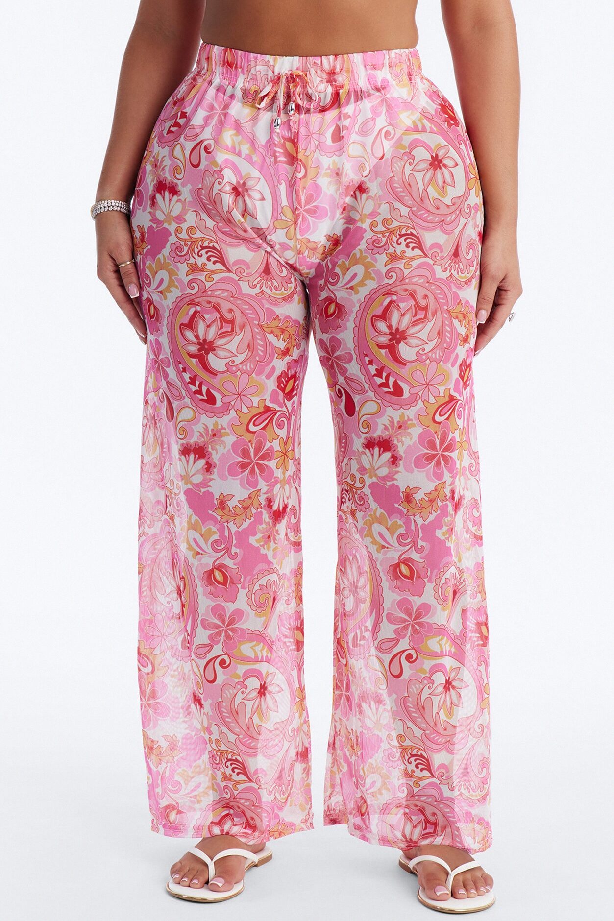 Poolside Obviously Paisley Cover Up Pants - Pink/combo