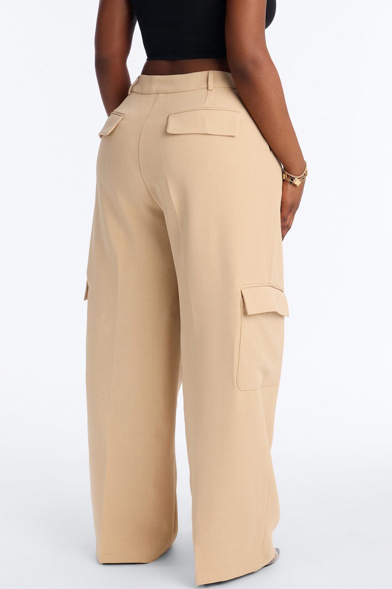 Cairo Wide Leg Cargo Trouser Pant 32″ - Khaki