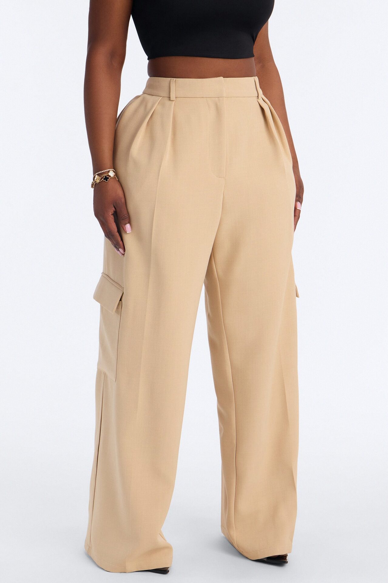 Cairo Wide Leg Cargo Trouser Pant 32″ - Khaki
