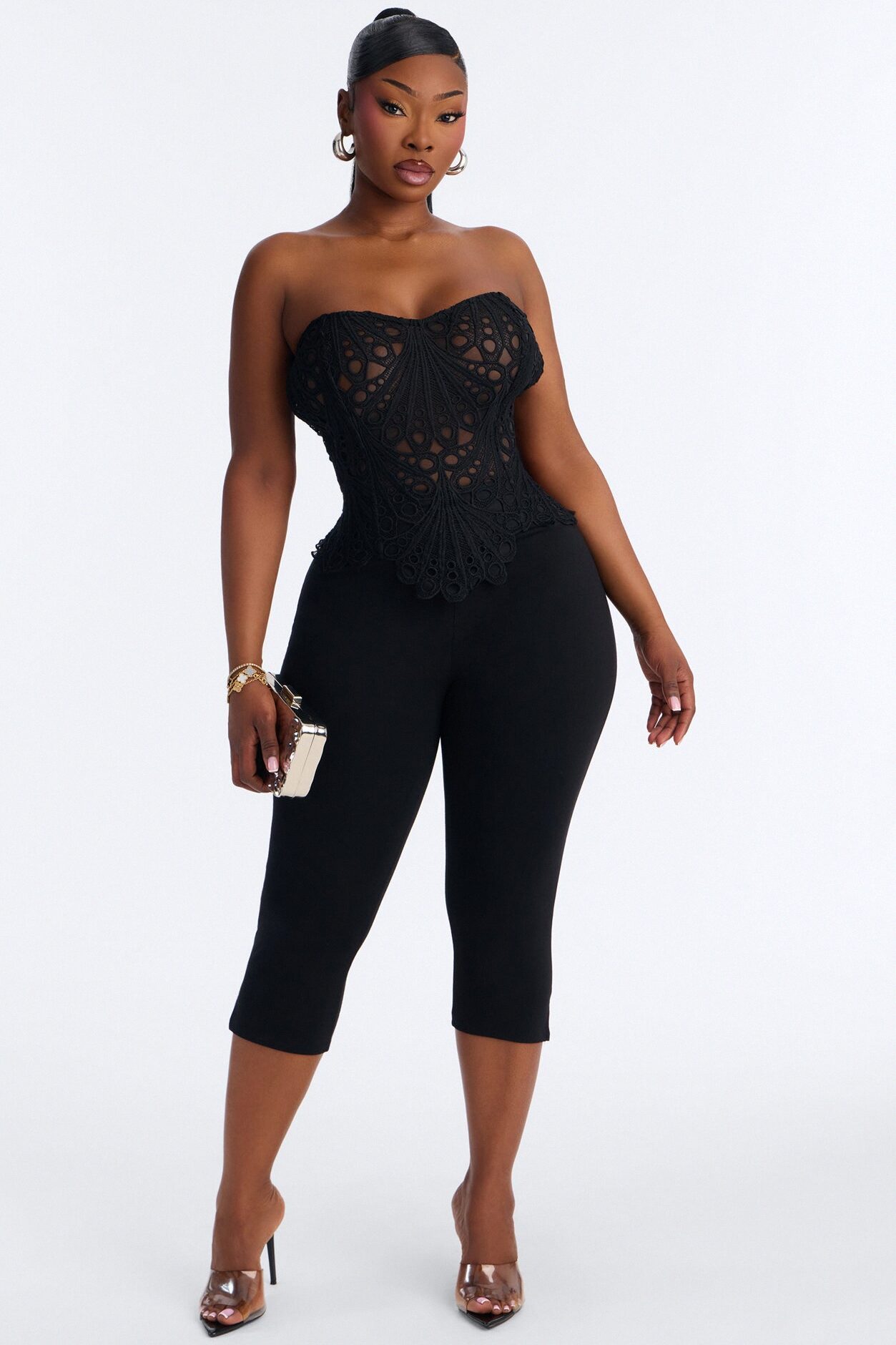 Salt Air Therapy Ombre Eyelet Corset - Black
