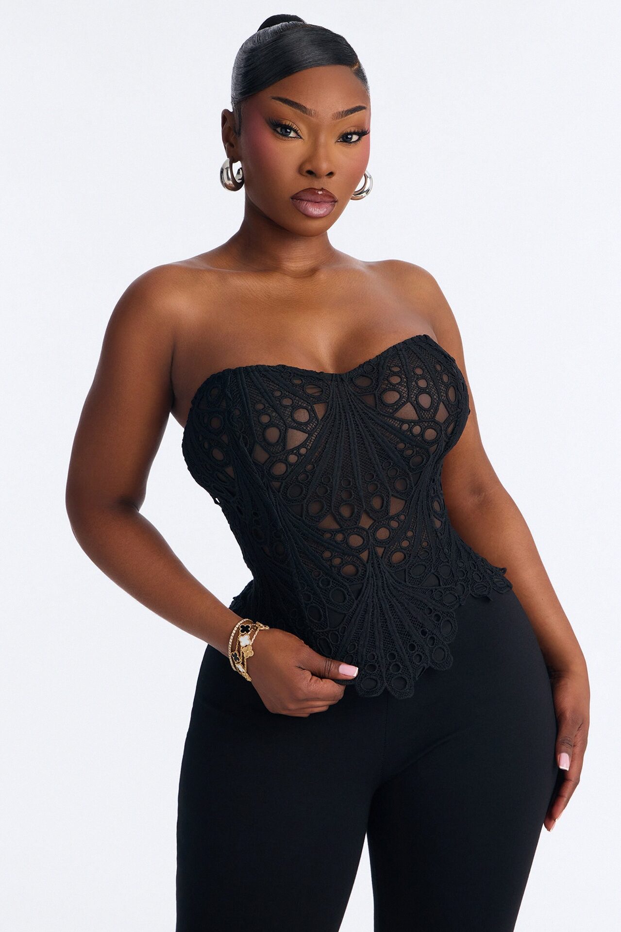 Salt Air Therapy Ombre Eyelet Corset - Black