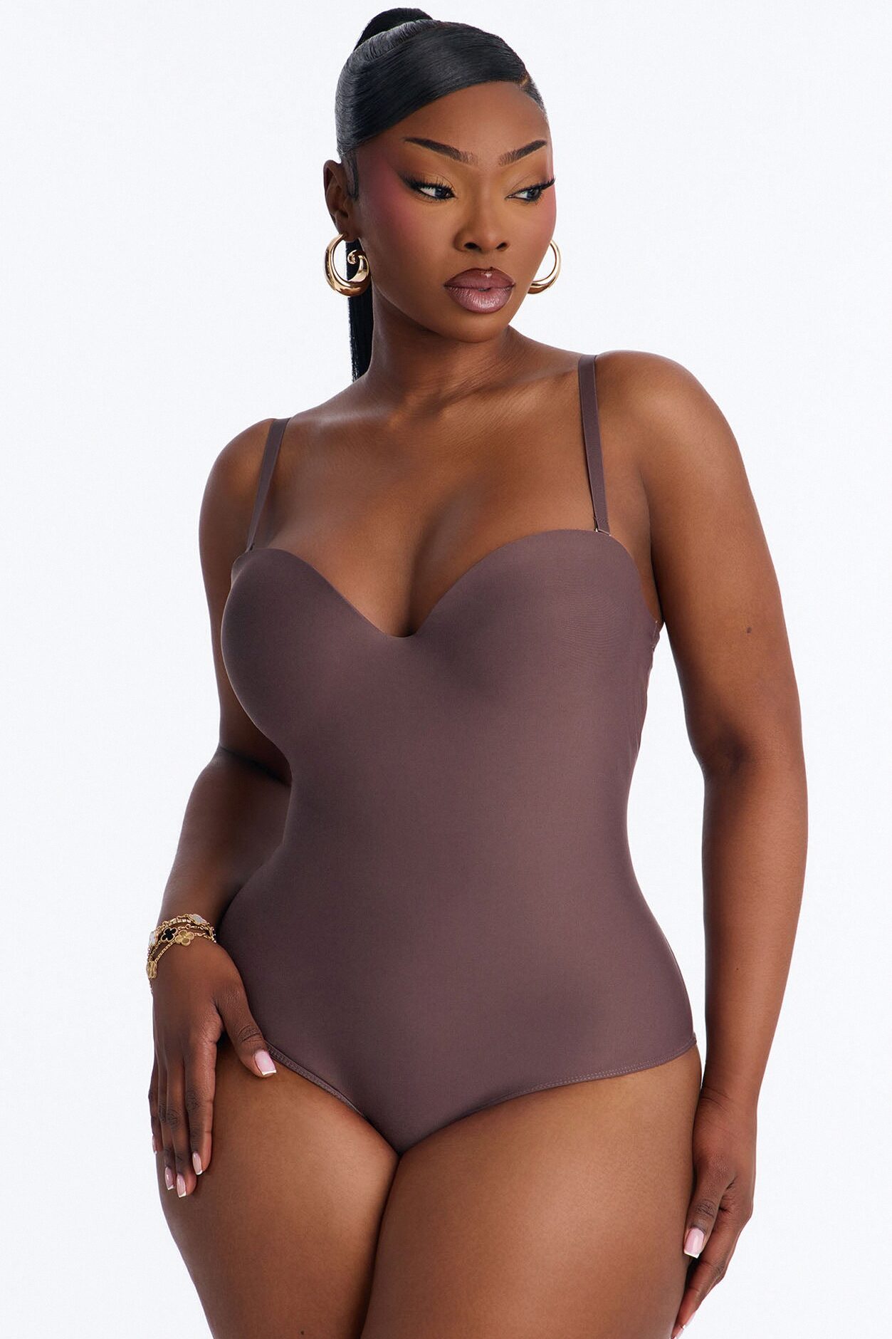 Classic Look Bodysuit - Brown