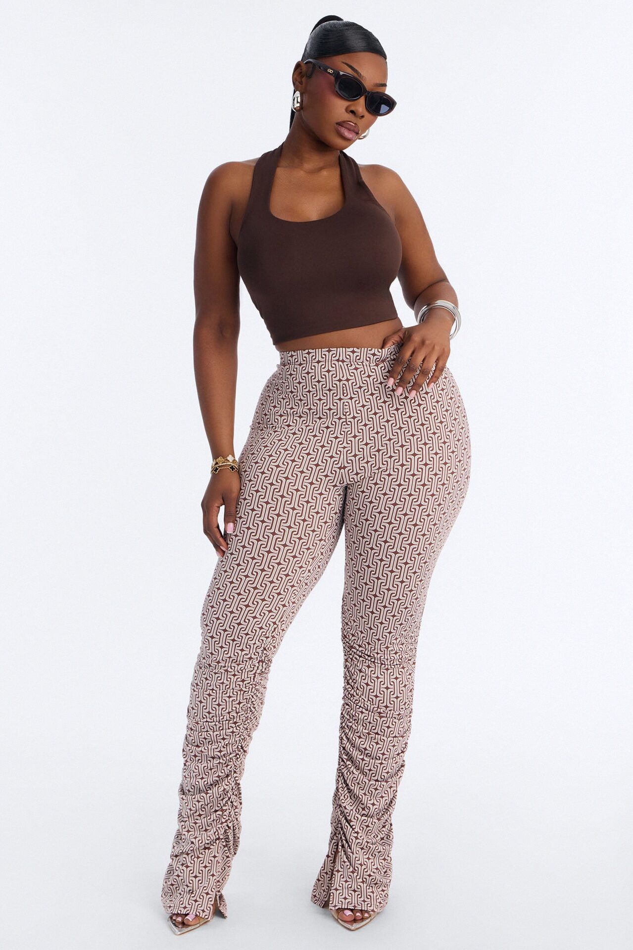 Labeled Luxe Stacked Skinny Pant - Brown/combo