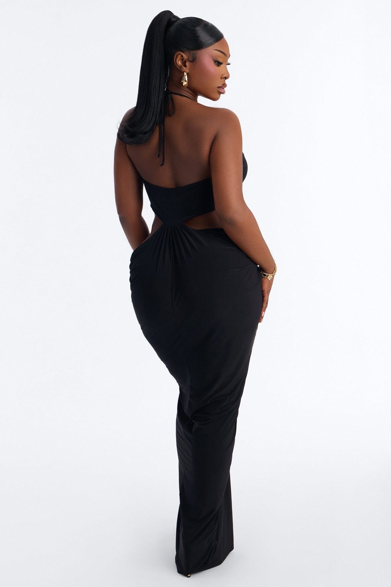 Talia Draped Maxi Dress - Black