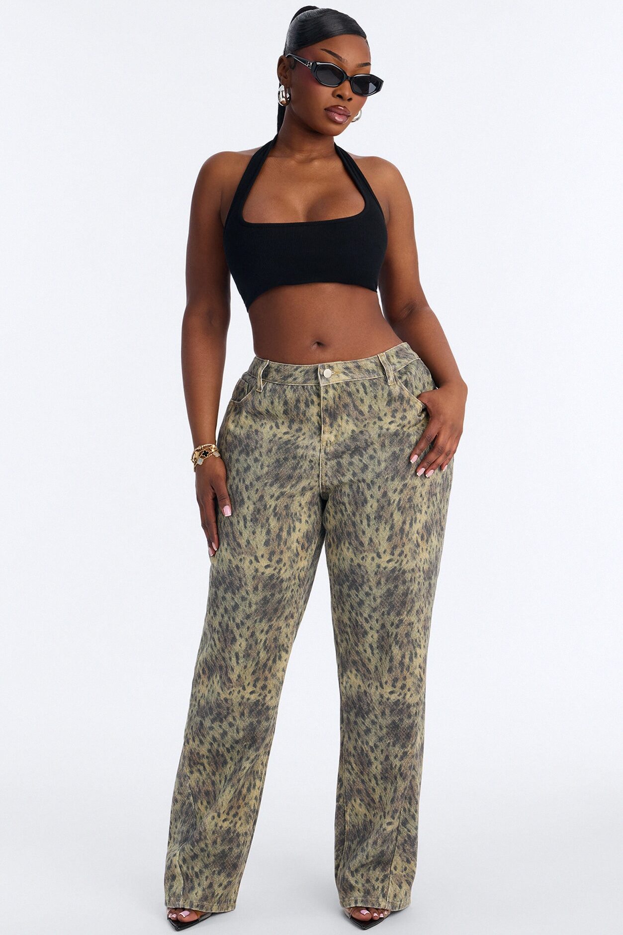 Daniela Mid Rise Straight Leg Pant - Brown/combo