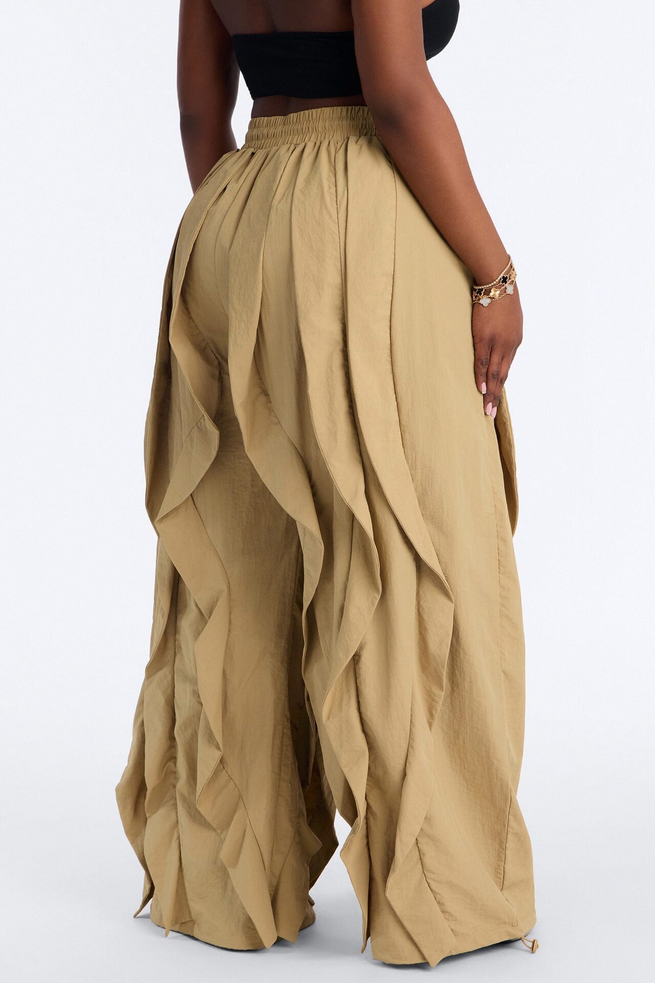 Jade Ruffled Jogger Pant - Khaki