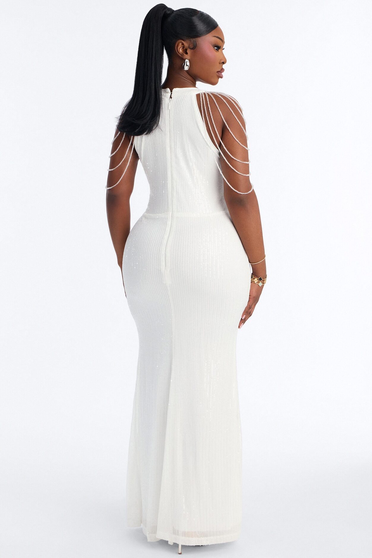 Diana Embellished Sequin Gown - Ivory